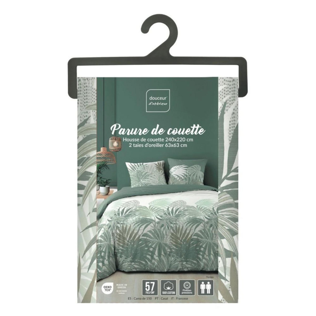 Douceur d'Intérieur Housse de couette 240x220 + 2 taies NYMEA 100% coton 57fils