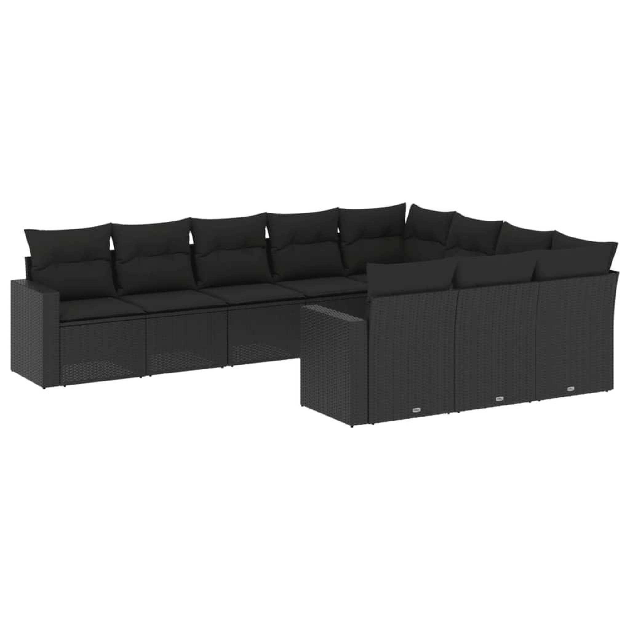 Voir la diapositive 2 : VIDAXL Salon de jardin 10 pcs avec coussins noir resine tressee