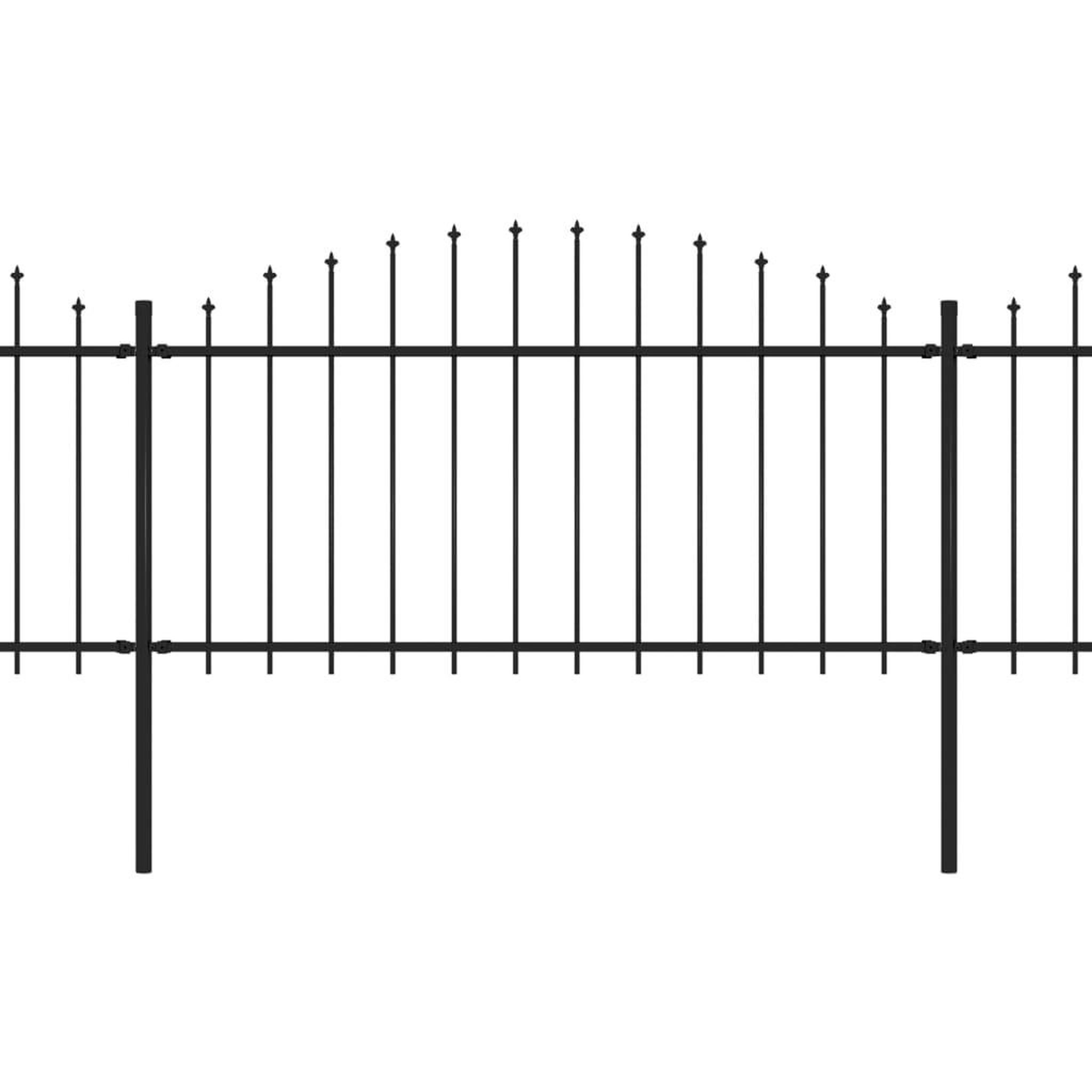 Voir la diapositive 2 : VIDAXL Cloture de jardin a dessus en lance Acier (1,25-1,5)x8,5 m Noir