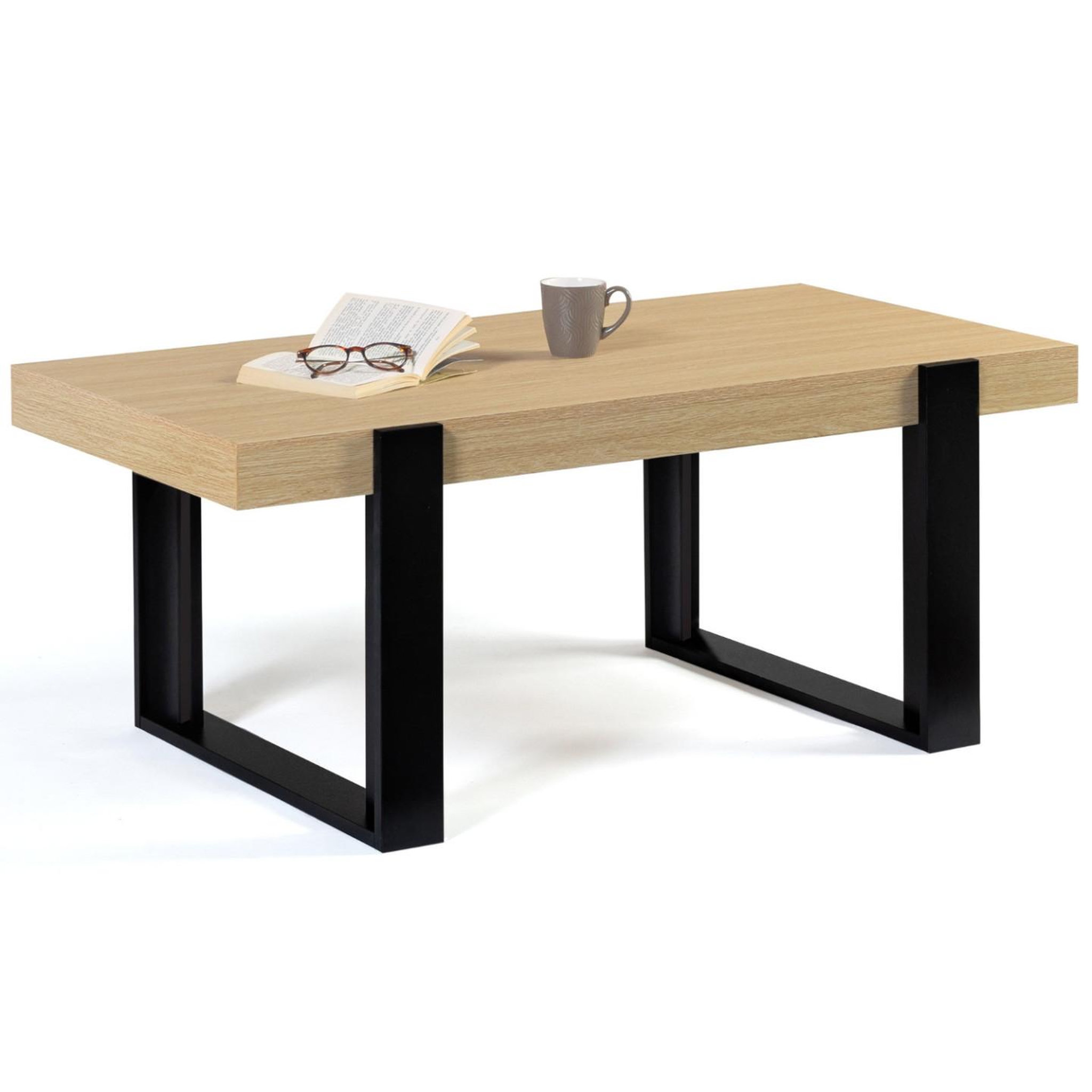 ID MARKET Table basse rectangulaire phoenix bois et noir