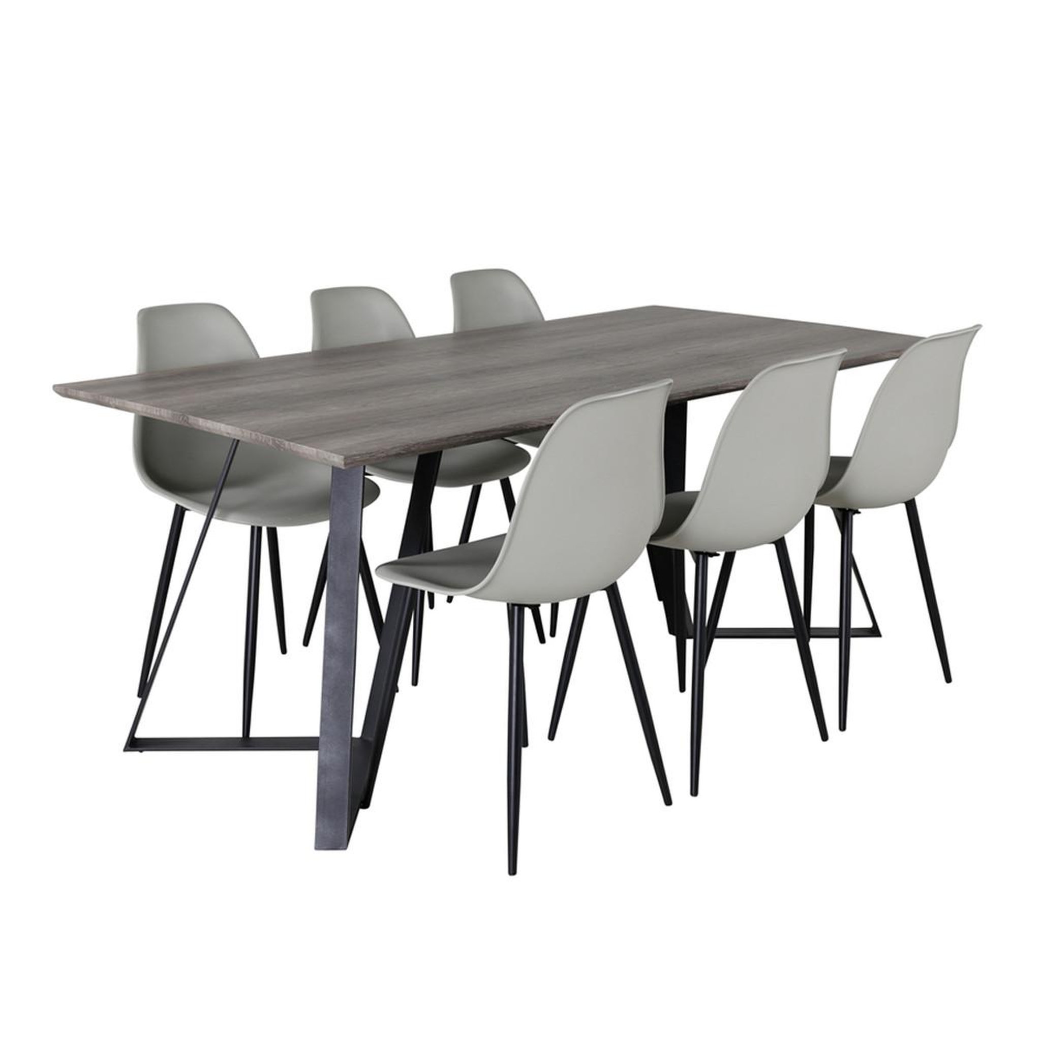 Paris Prix Ensemble table à manger & 6 chaises  marina & polar  180cm naturel & gris