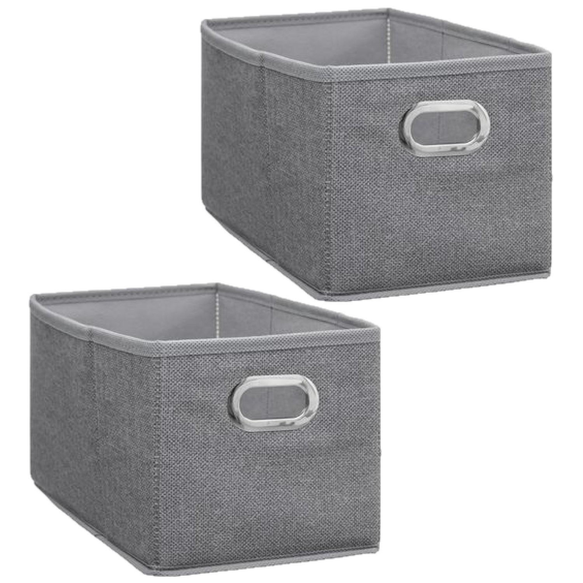 TOILINUX Lot de 2 boites de rangement largeur 31 x hauteur 15 cm - gris clair chiné