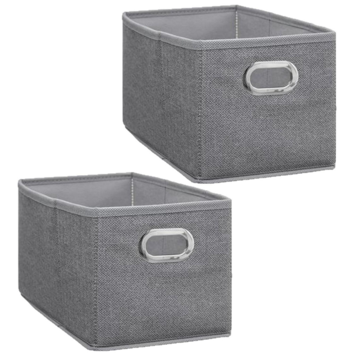 TOILINUX Lot de 2 Boites de rangement Largeur 31 x Hauteur 15 cm - Gris clair chiné