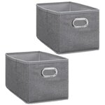 TOILINUX Lot de 2 Boites de rangement Largeur 31 x Hauteur 15 cm - Gris clair chiné