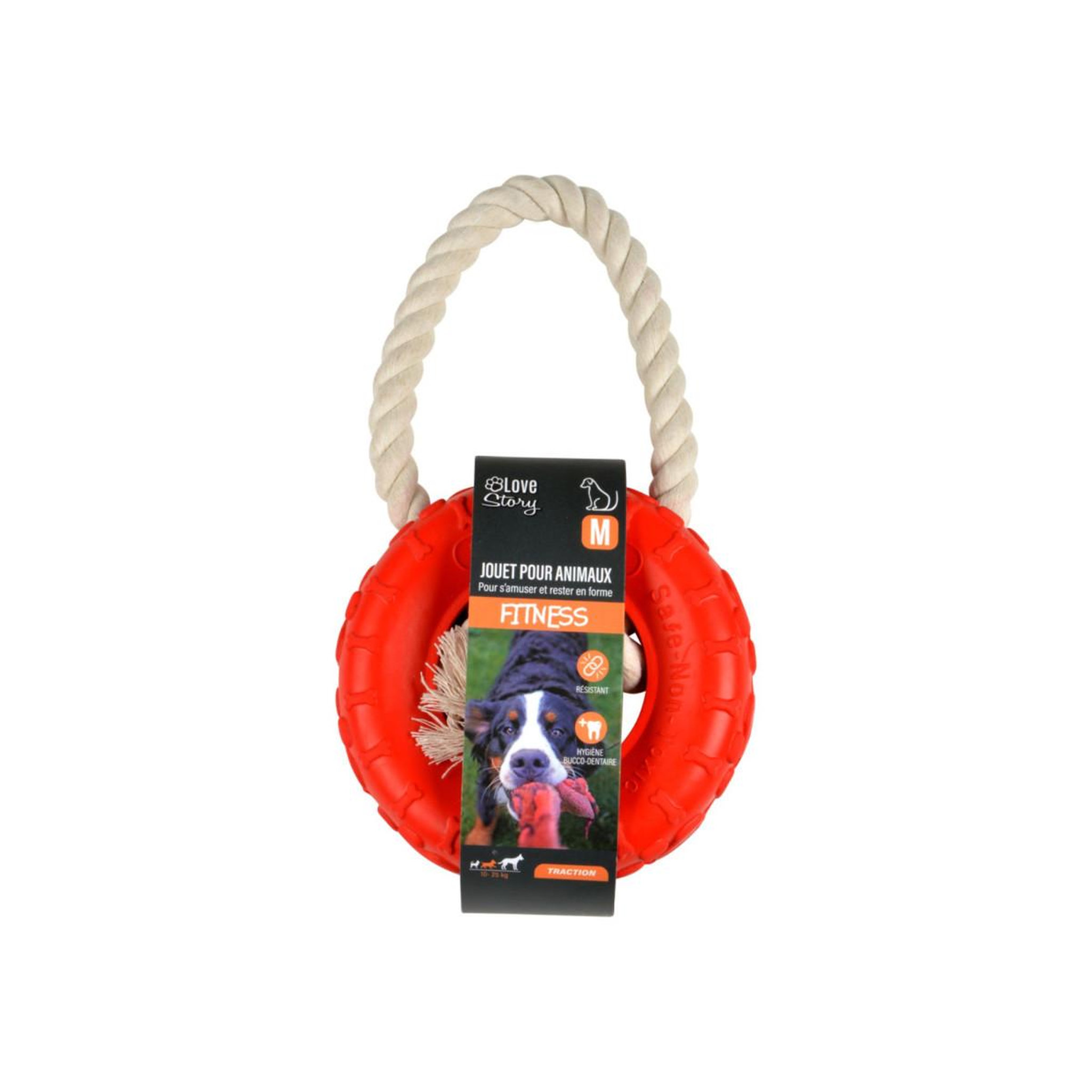 Voir la diapositive 2 : LOVE STORY Jouet pour chien  pneu & corde  25cm rouge