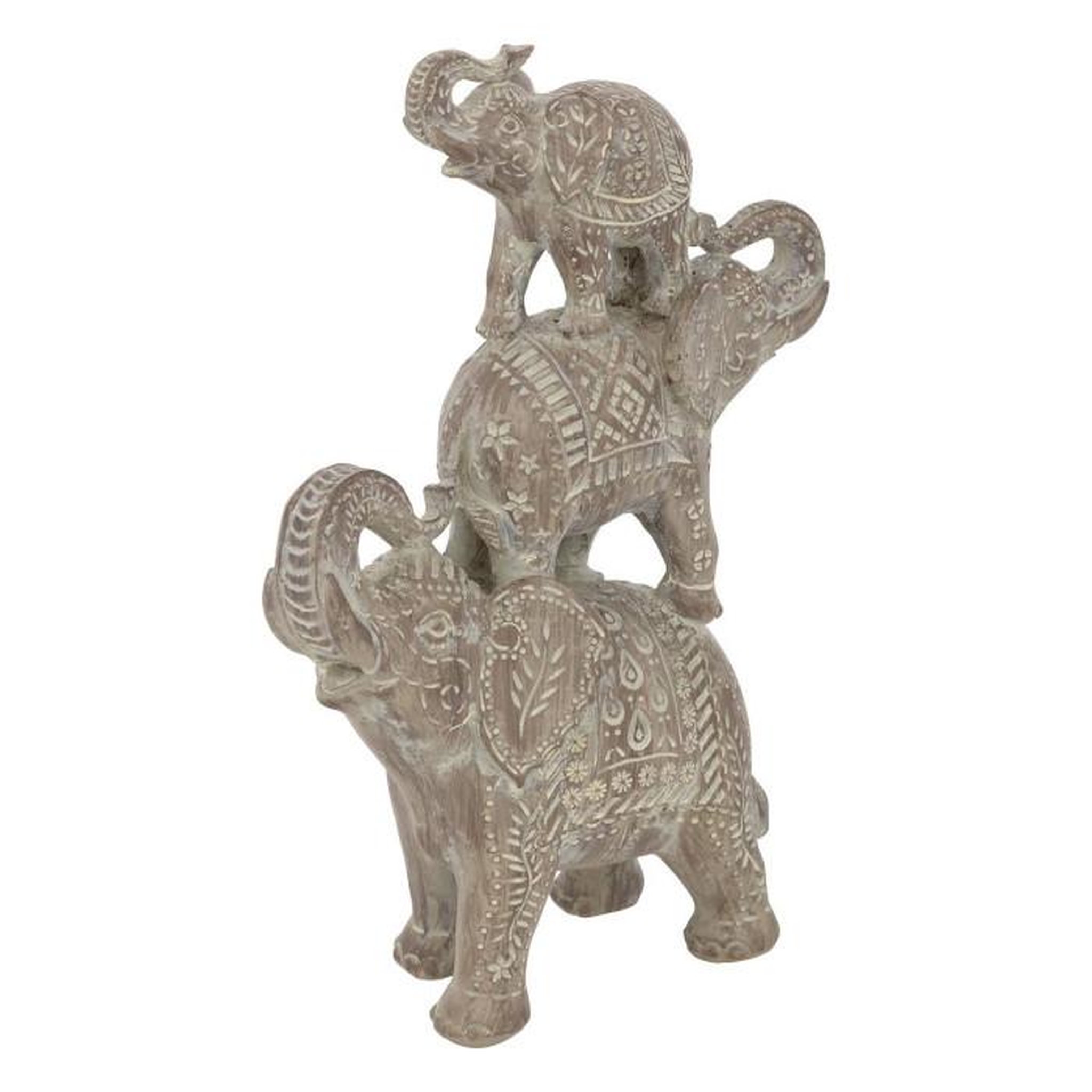 Voir la diapositive 1 : ATMOSPHERA Statuette Éléphant en Résine  Abou  31cm Marron