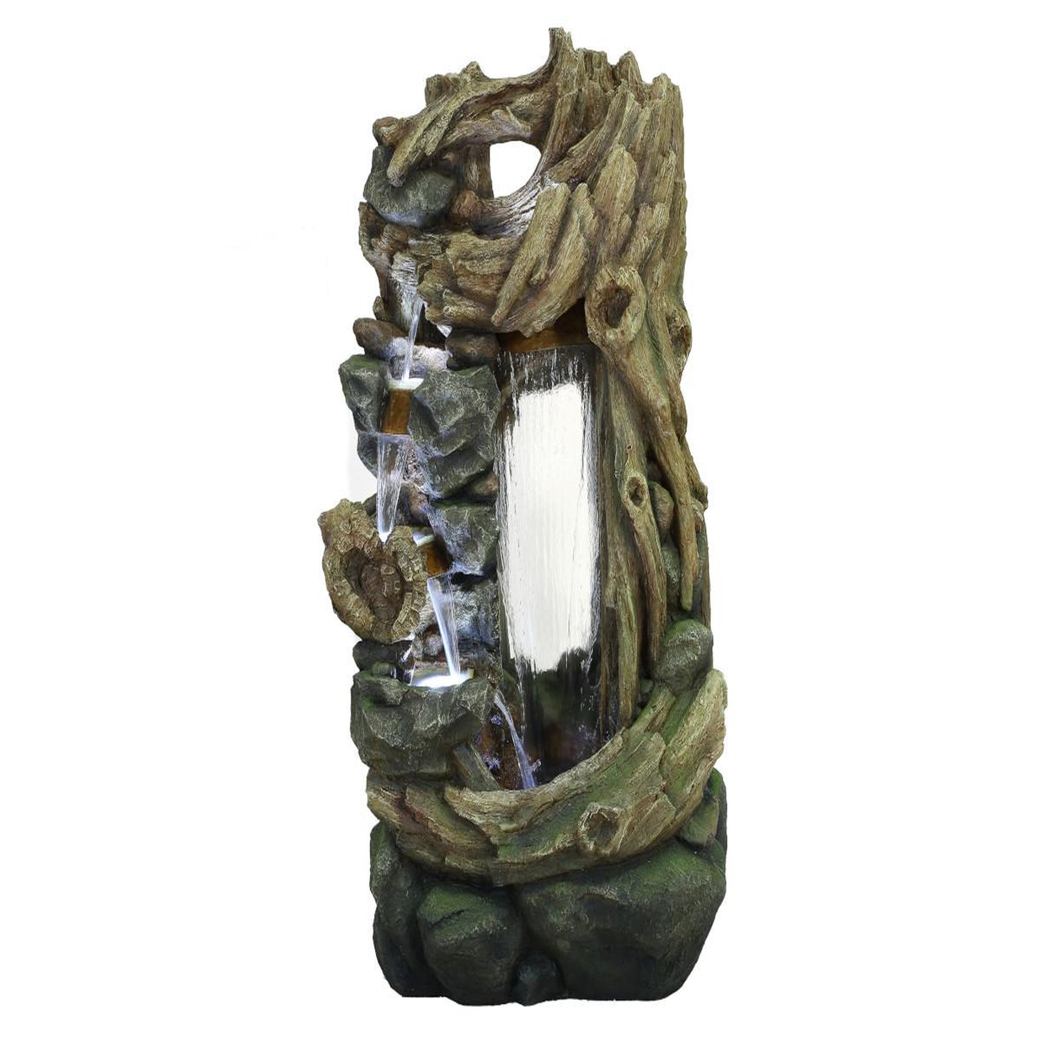 Ubbink Fontaine de jardin Sartene vieux troncs d'arbre avec cascade et éclairage LED - Ubbink