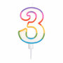 Voir la diapositive 1 : Paris Prix Bougie d'Anniversaire  Chiffre 3  10cm Multicolore