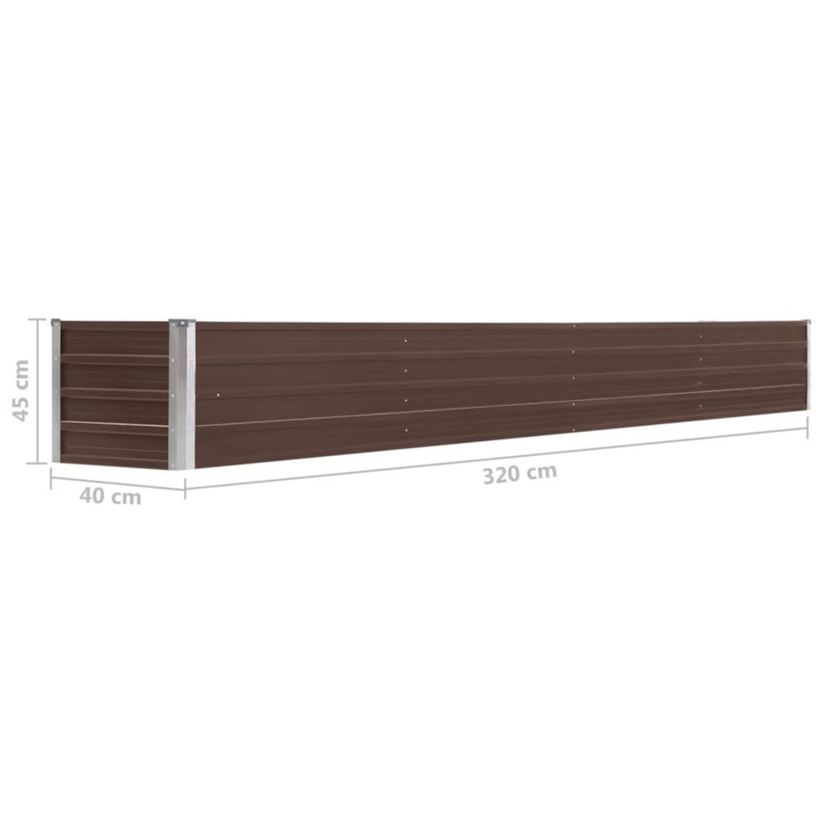 VIDAXL Lit sureleve de jardin Acier galvanise 320x40x45 cm Marron