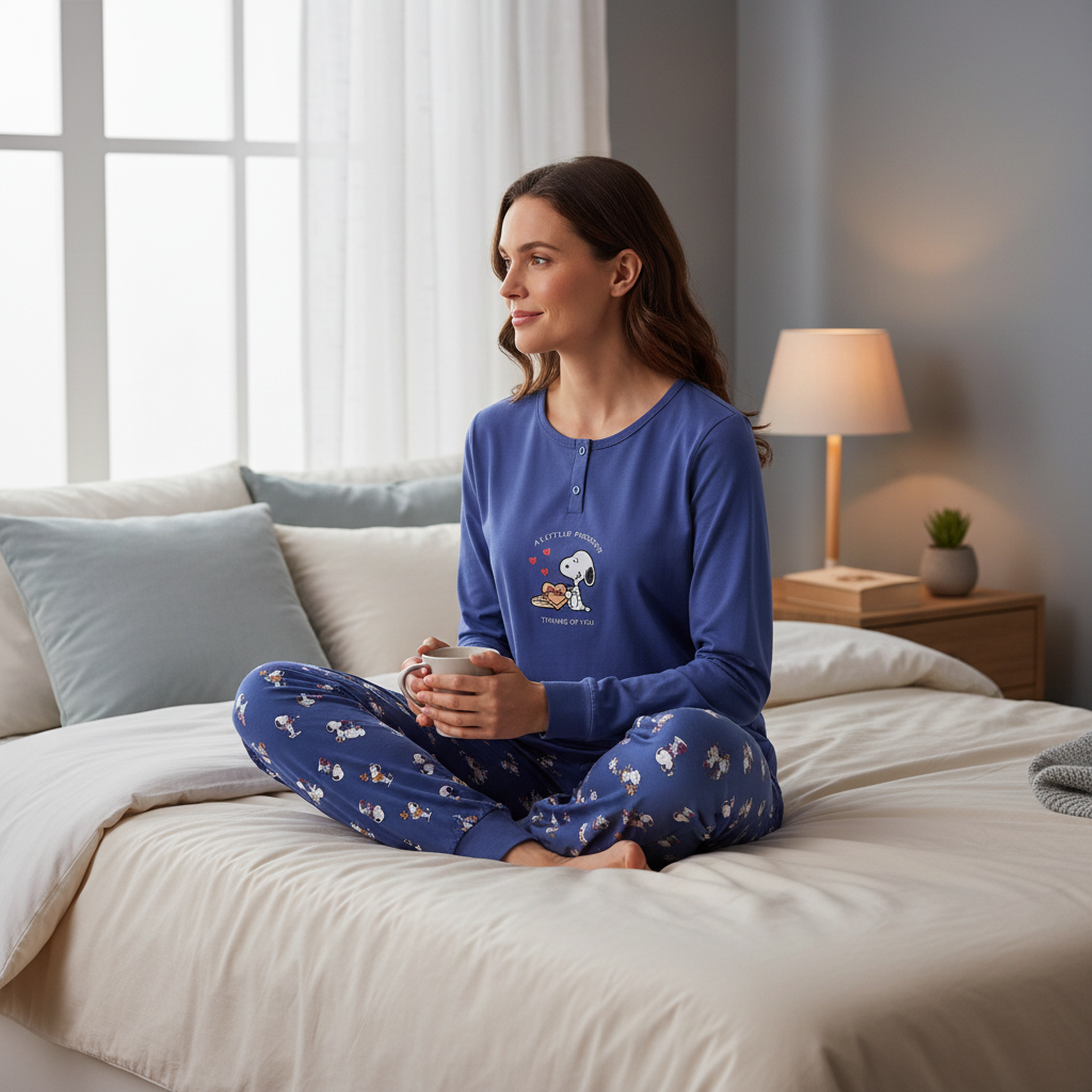 Voir la diapositive 4 : OZABI Ozabi ensemble pyjama femme léger broderie motif fantaisie