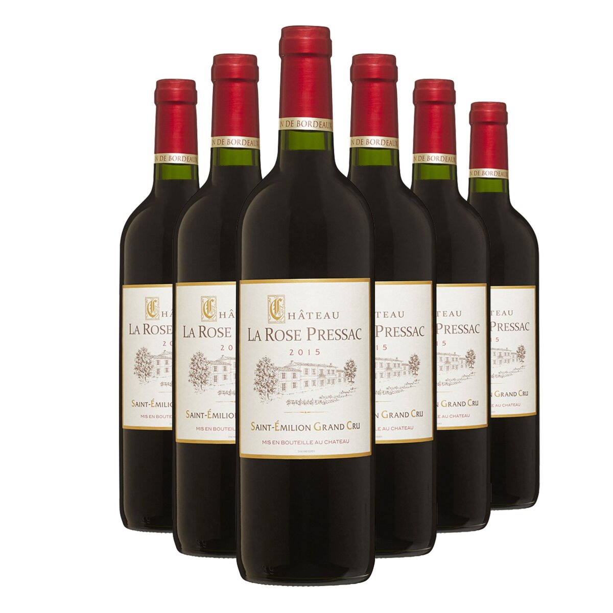 Lot de 6 bouteilles Château La Rose Pressac Saint Émilion Grand Cru Rouge 2015