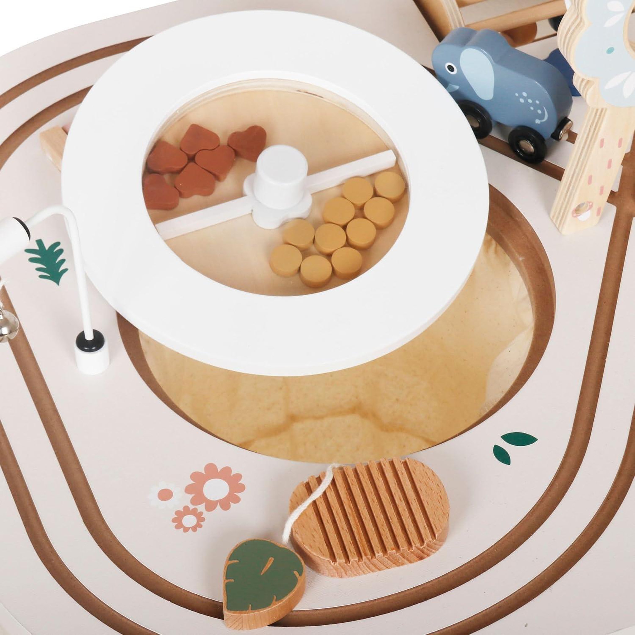 Voir la diapositive 5 : MAMABRUM Table d'activités Bois Jeux Éducatif Enfant 3+, Boucle Motrice avec Perles, trieuse de Forme, Hochet