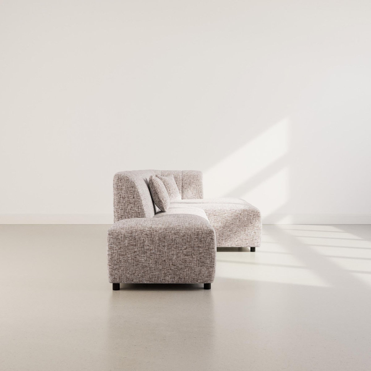 LISA DESIGN Curtis - canapé d'angle droit 4 places sans accoudoir en tissu texturé