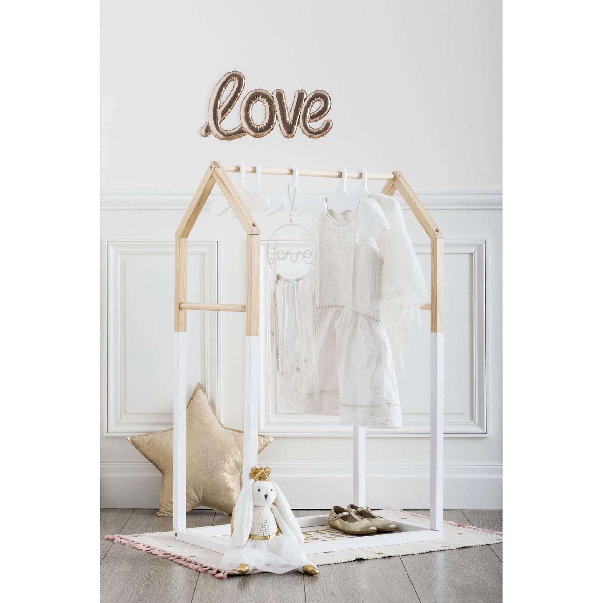 Voir la diapositive 2 : Atmosphera Kids Portant pour enfant en forme de maison - blanc et beige
