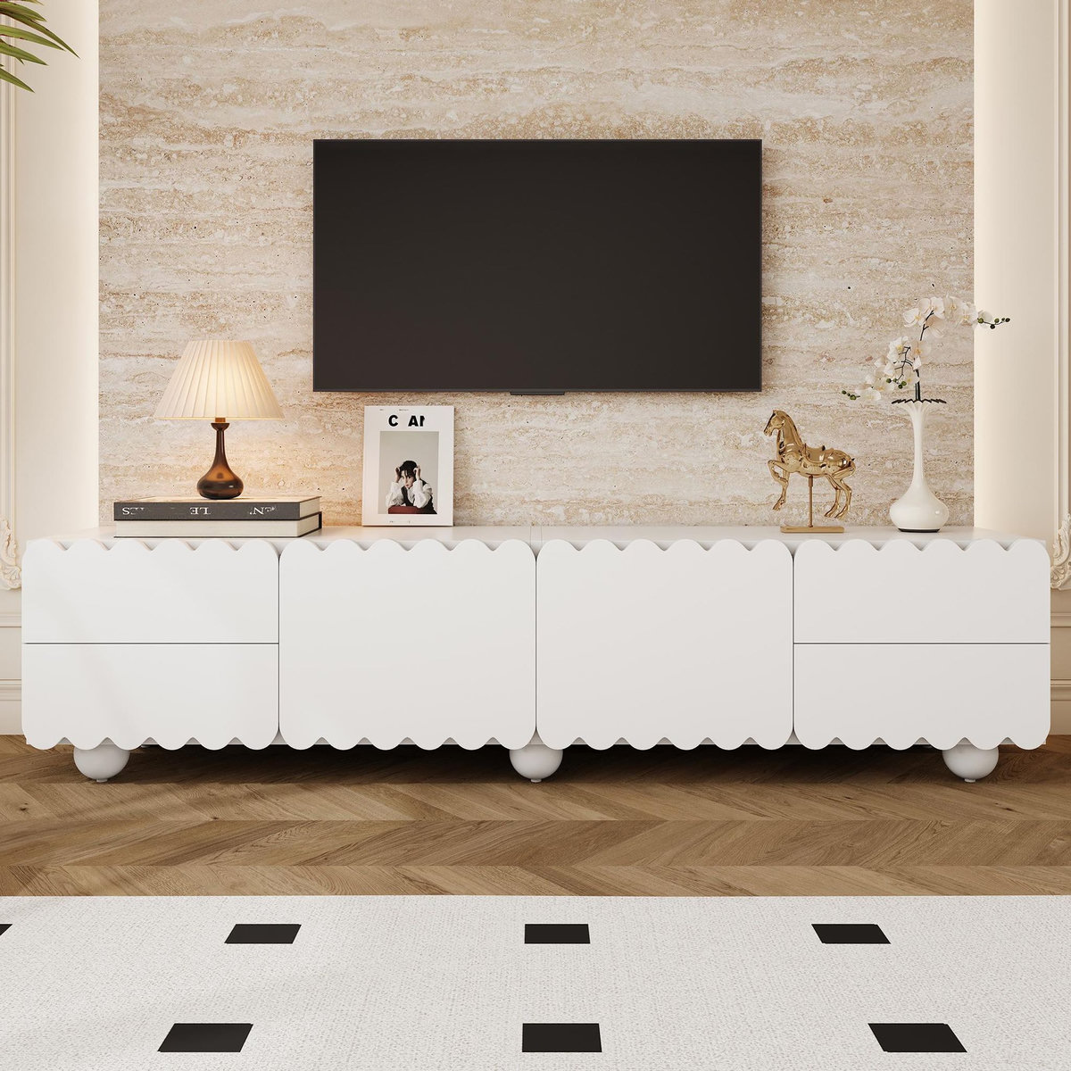 MERAX Meuble tv blanc 175 cm mdf