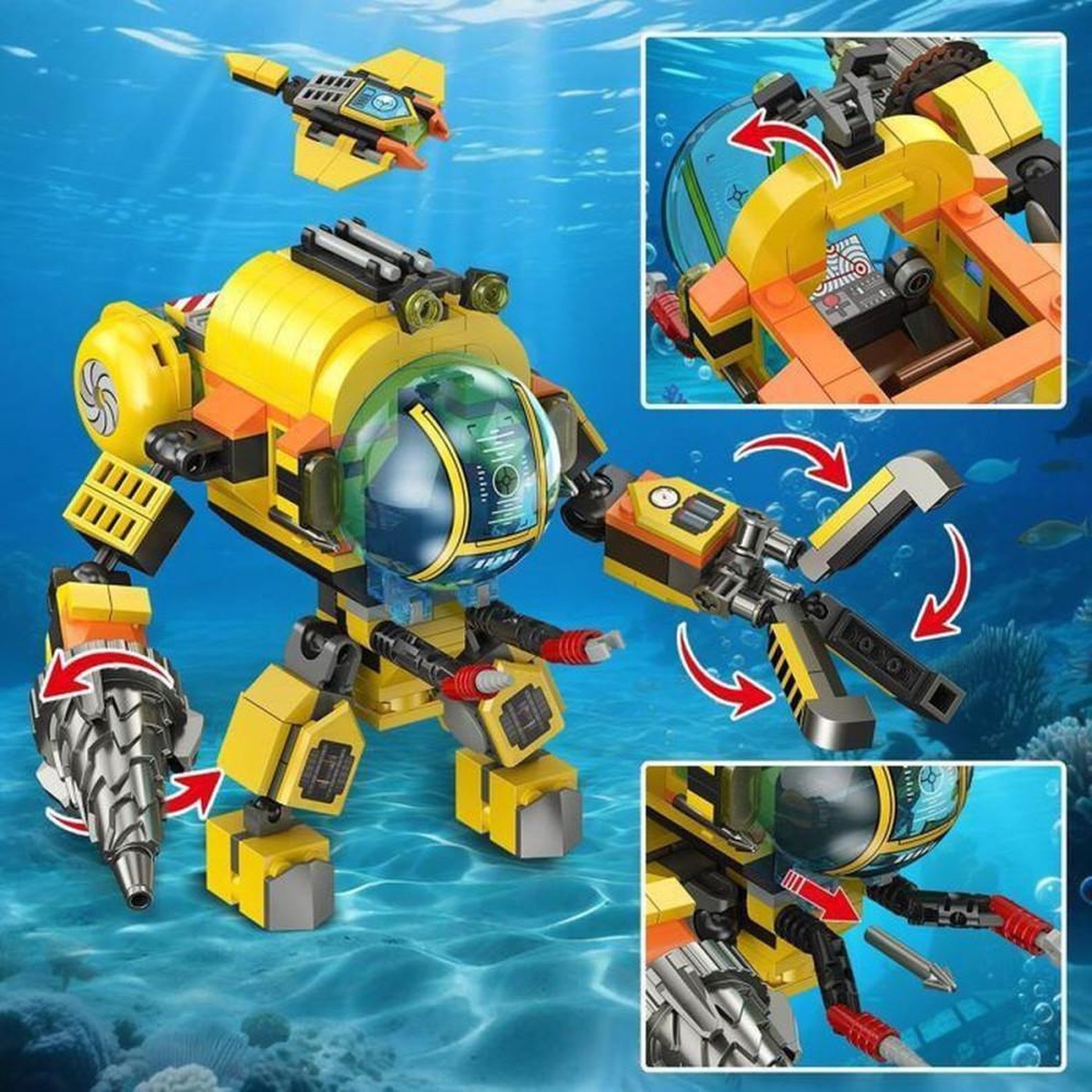 Voir la diapositive 4 : Coffret de construction Caserne de pompiers 775 pièces pour enfants 6+ avec lumières LED, base à deux étages et figurines