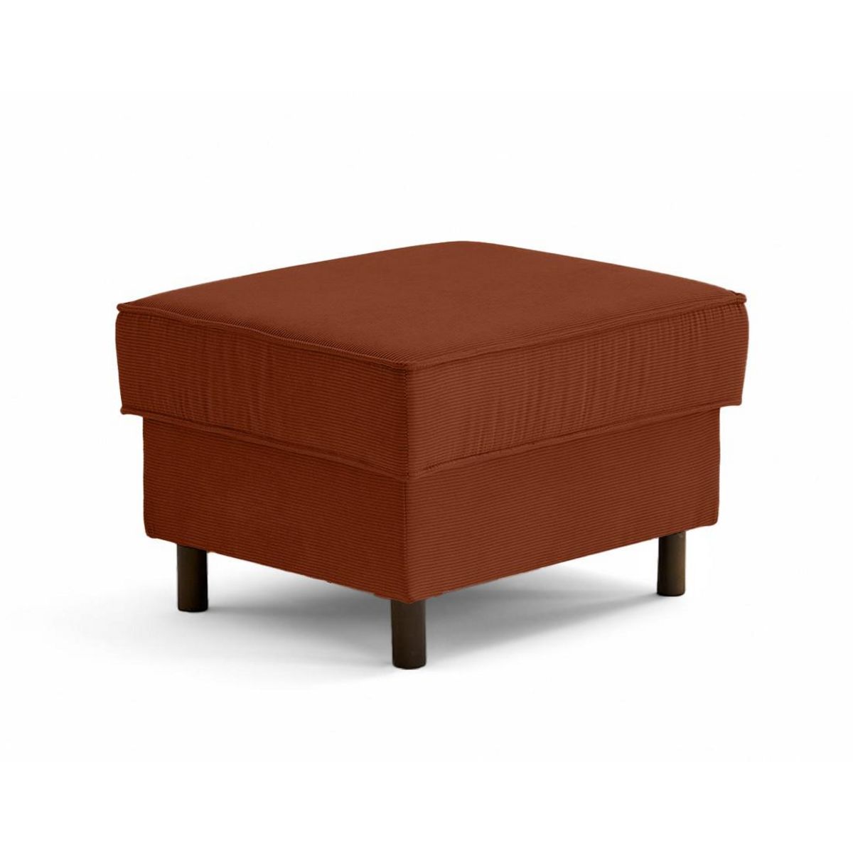 LISA DESIGN Jake - pouf en velours côtelé - pieds bois foncé