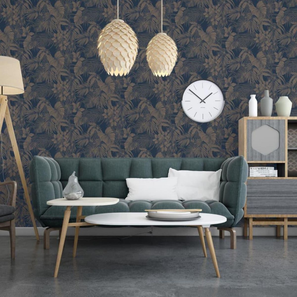 DUTCH WALLCOVERINGS DUTCH WALLCOVERINGS Papier peint Joelle Argente et bleu