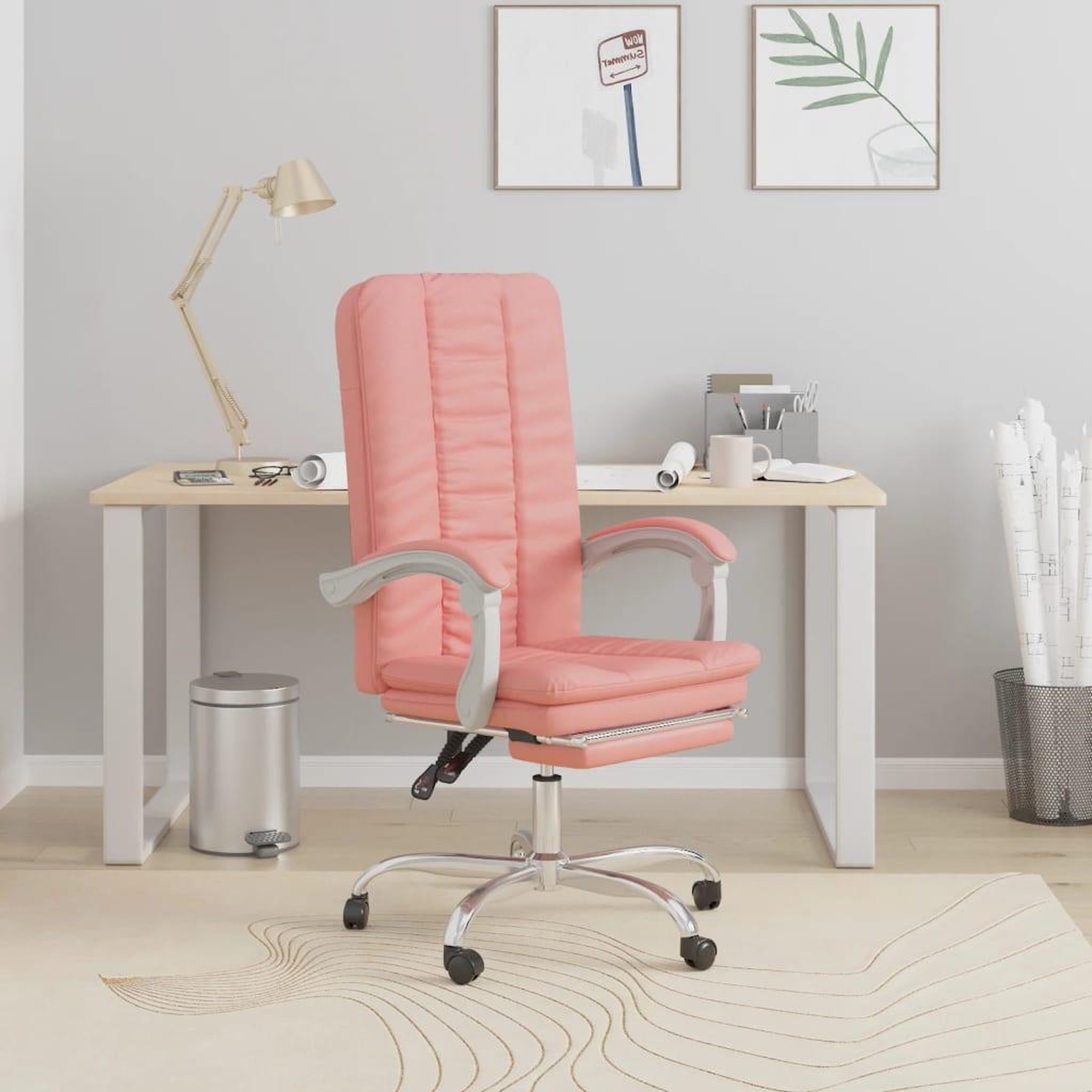 VIDAXL Fauteuil inclinable de bureau Rose Similicuir