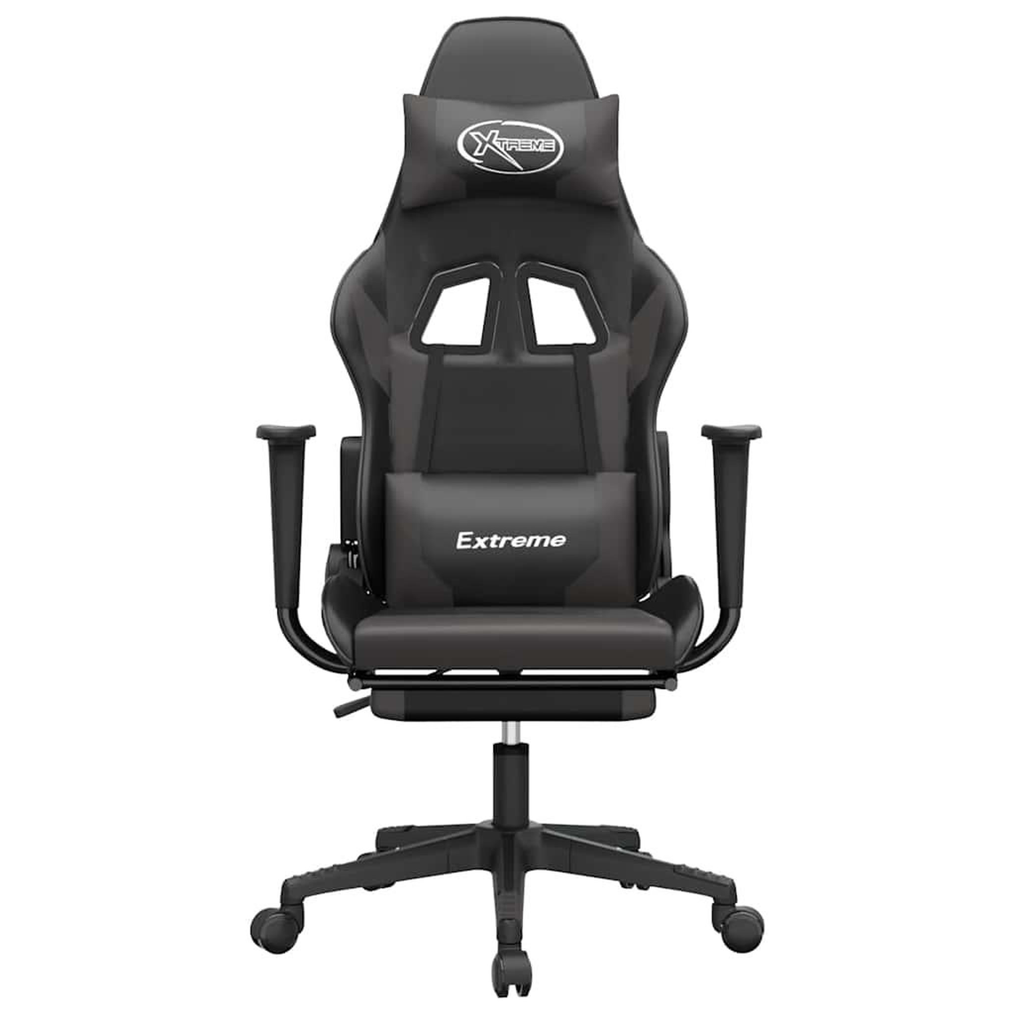 Voir la diapositive 4 : VIDAXL Chaise de jeu de massage et repose-pied Noir et gris Similicuir