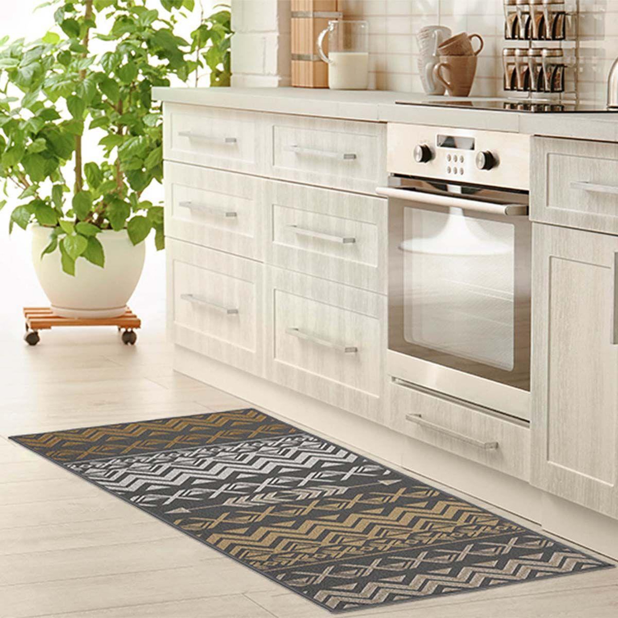 Voir la diapositive 2 : Douceur d'Intérieur Tapis déco rectangle  zaparos  40x60cm or & gris