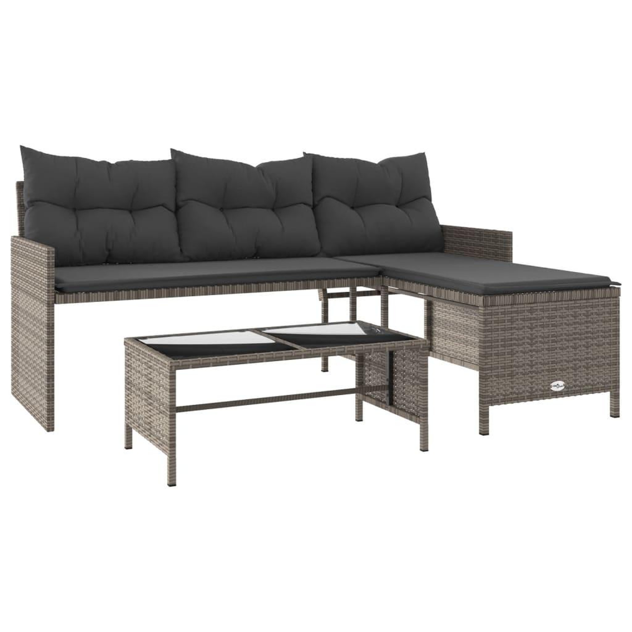 Voir la diapositive 2 : VIDAXL Canape de jardin avec table et coussins en forme de L gris