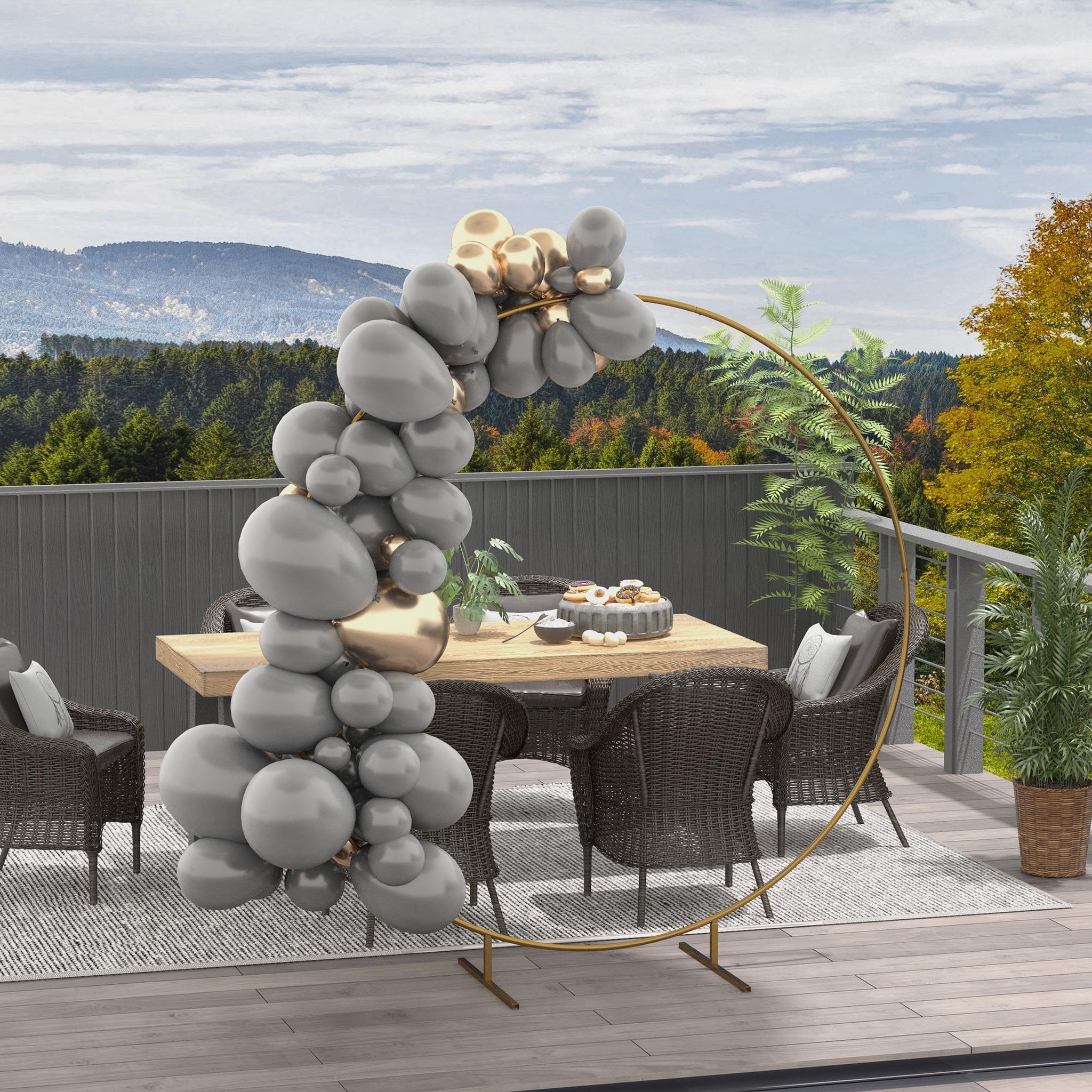 Voir la diapositive 4 : OUTSUNNY Arche décorative - arche de mariage - arche de ballon - dim. 222L x 60l x 224H cm - acier doré