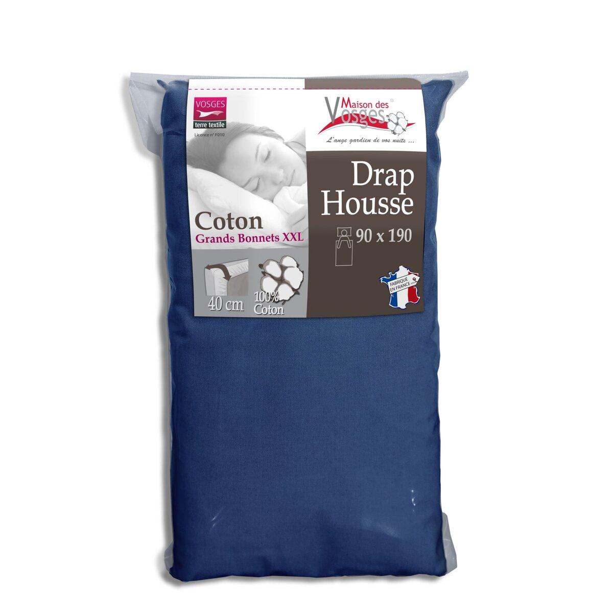 Drap housse en coton 57fils super grand bonnet 40cm spécial matelas très épais