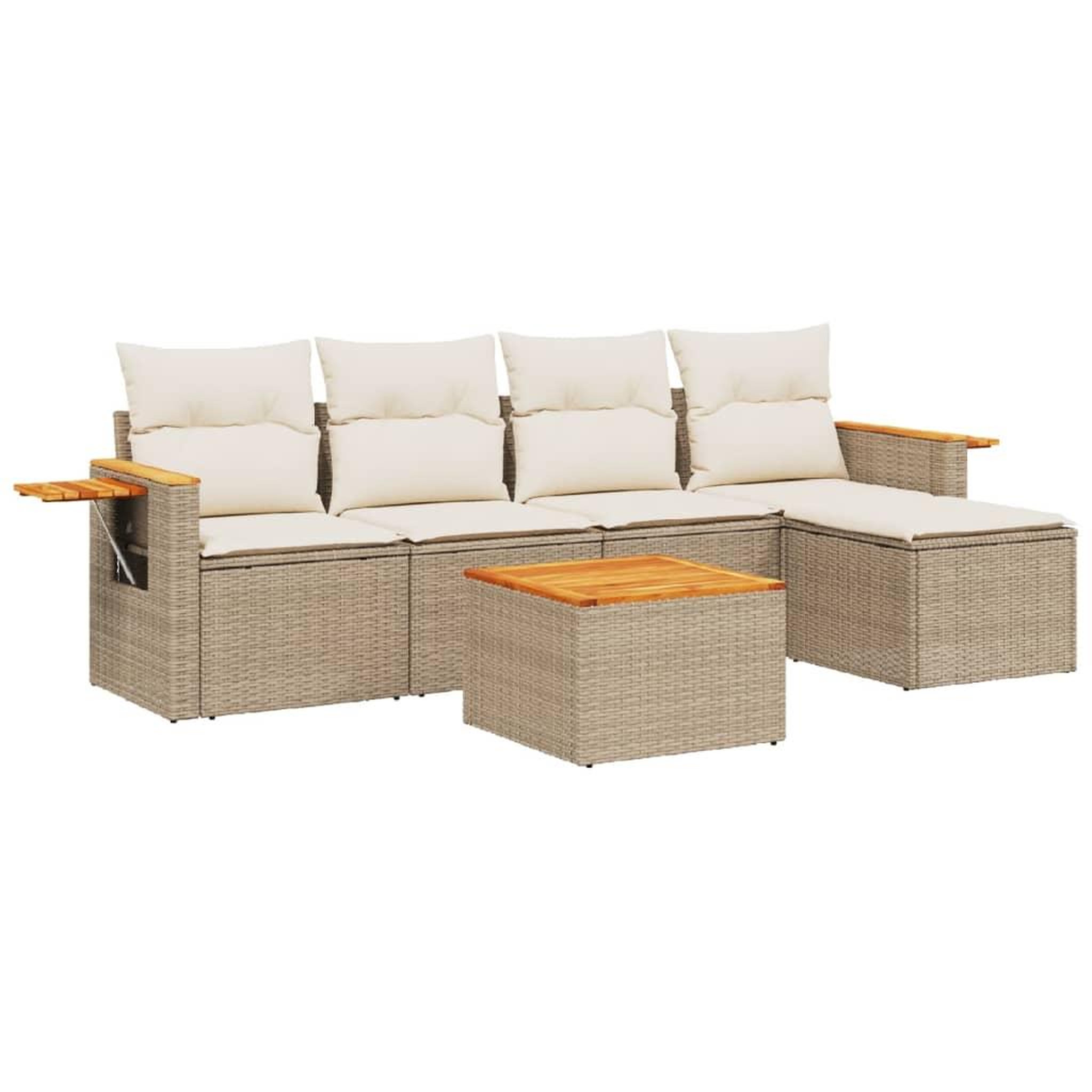 Voir la diapositive 2 : VIDAXL Salon de jardin avec coussins 6 pcs beige resine tressee
