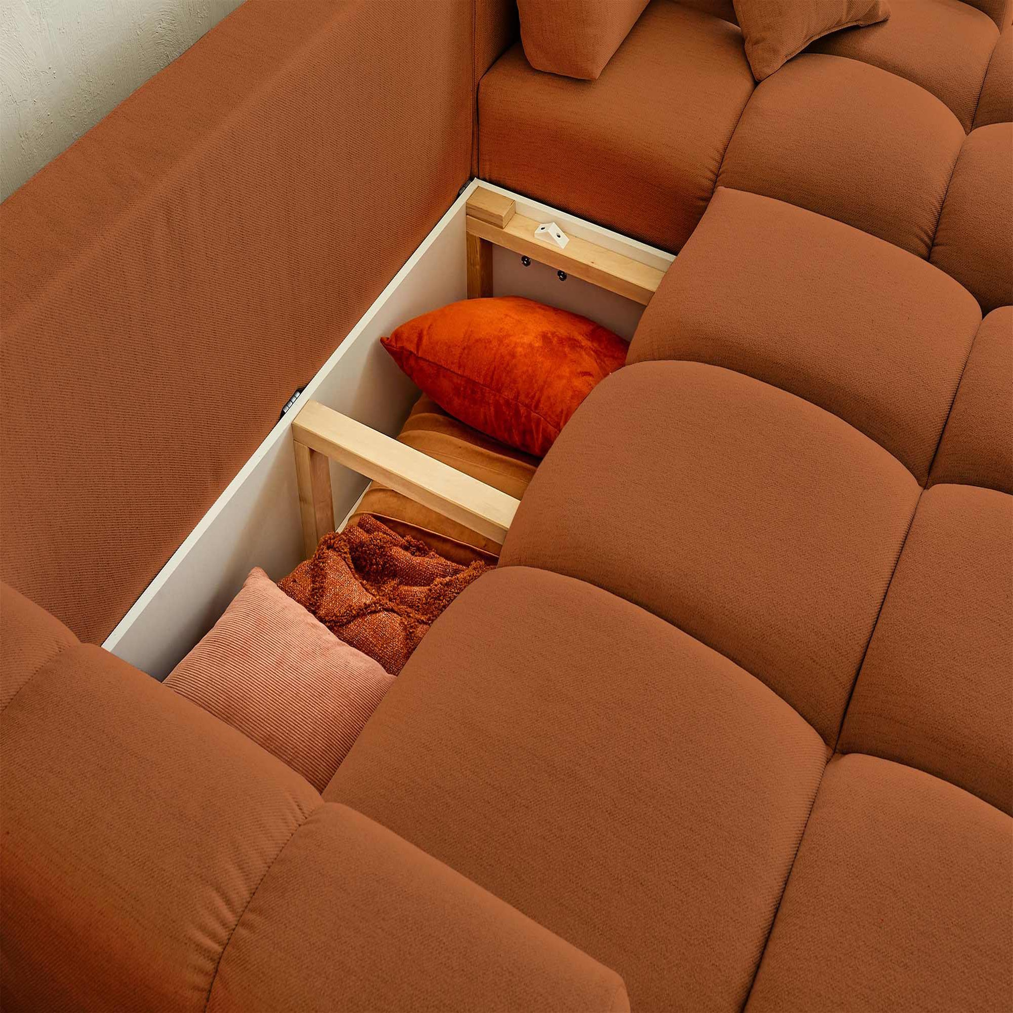 Voir la diapositive 3 : LISA DESIGN Crocus - canapé d'angle réversible - 4 places - convertible avec coffre - en tissu