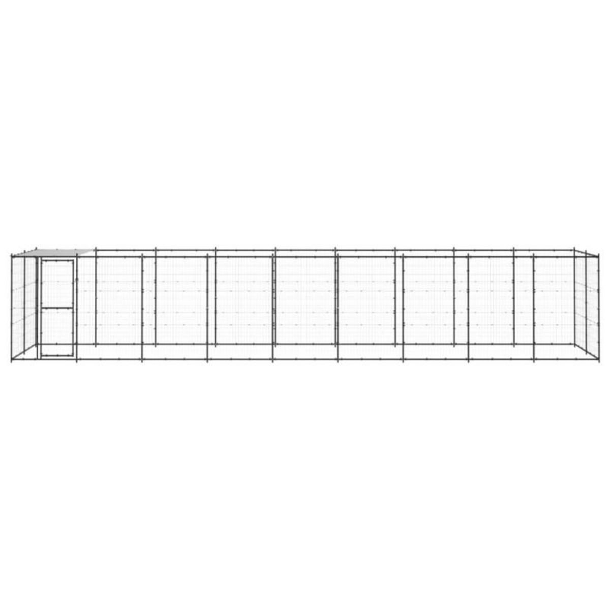 VIDAXL Chenil extérieur Acier avec toit 21,78 m²