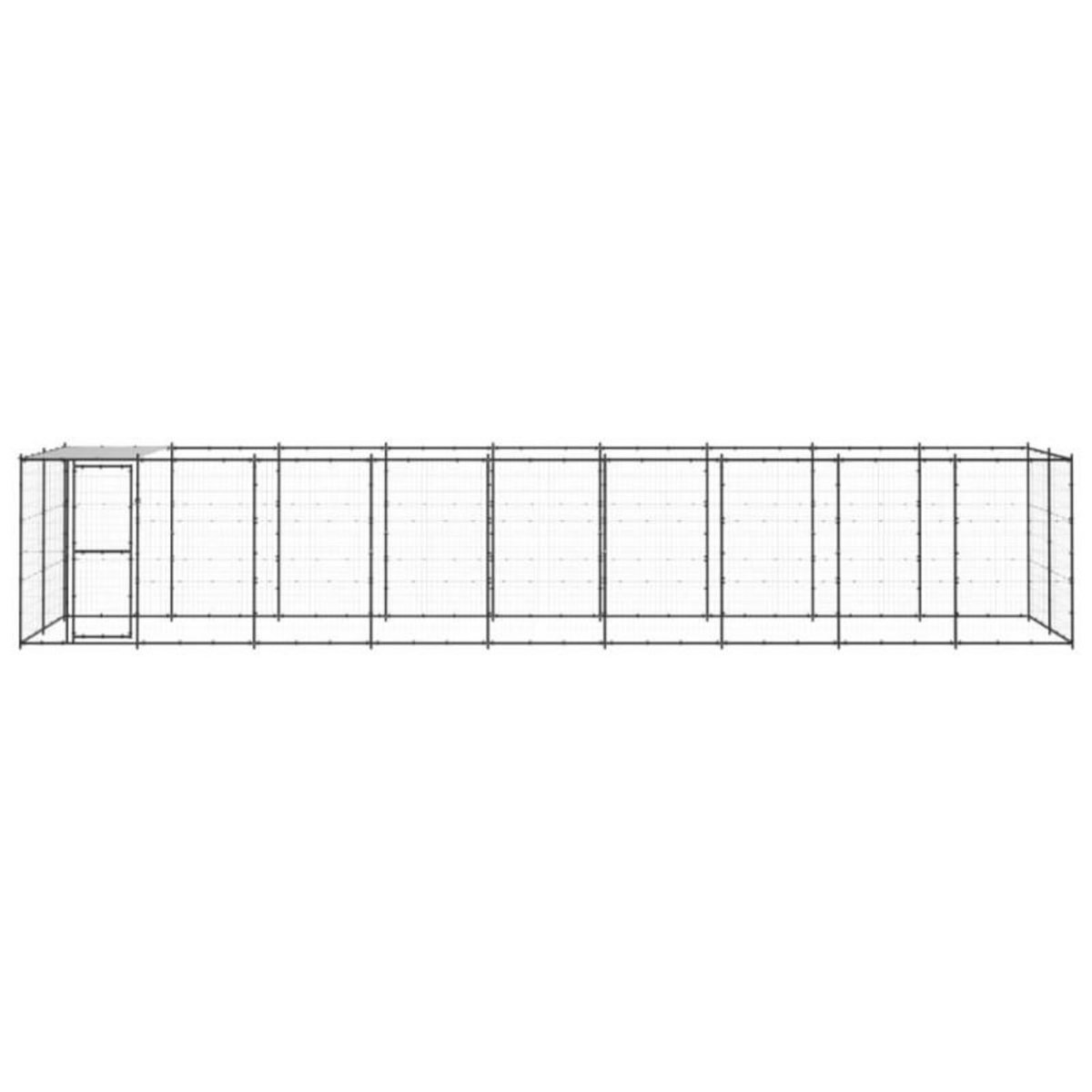 VIDAXL Chenil extérieur Acier avec toit 21,78 m²