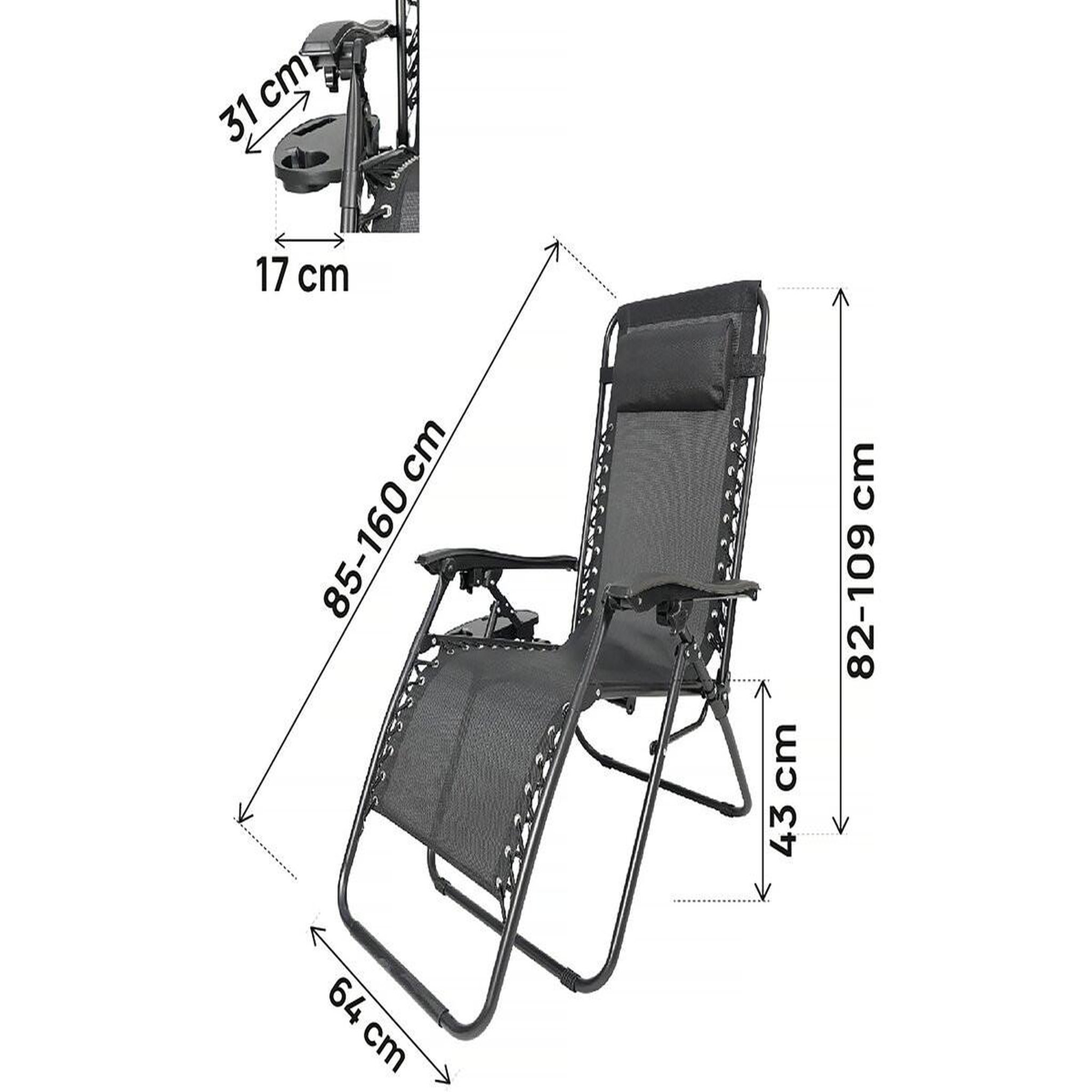 Voir la diapositive 3 : Habitat et Jardin Fauteuil de jardin relax zéro gravité  sintra  - noir