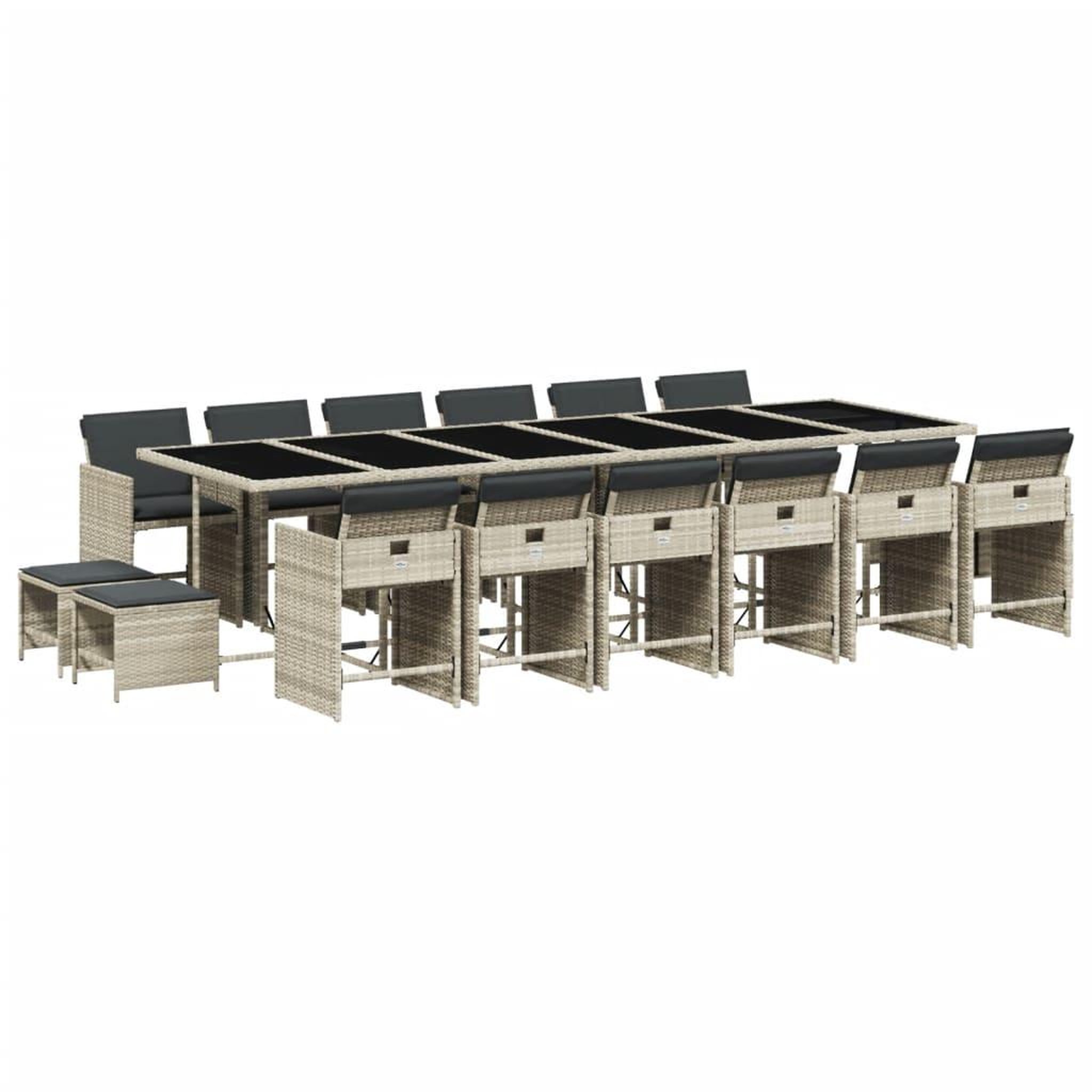 Voir la diapositive 5 : VIDAXL Ensemble a manger de jardin et coussins 17 pcs gris clair rotin