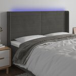 VIDAXL Tete de lit a LED Gris fonce 163x16x118/128 cm Velours