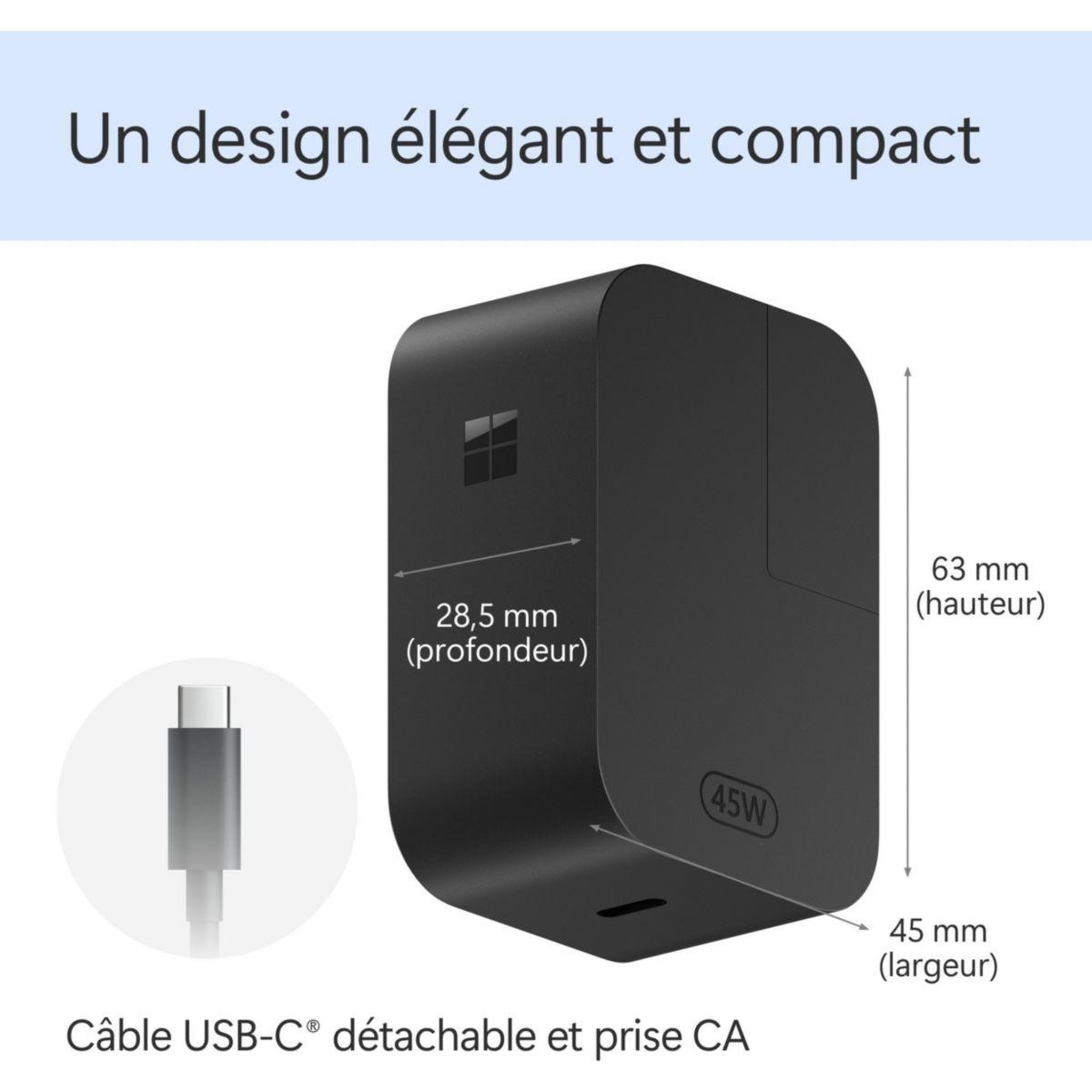 Voir la diapositive 5 : MICROSOFT Chargeur secteur surface chargeur usb-c 45w universel