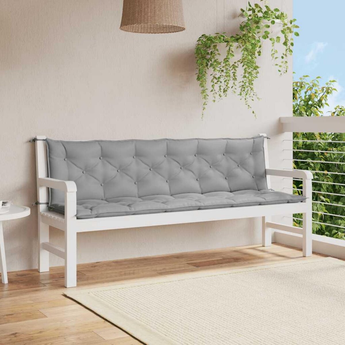 VIDAXL Coussin de banc de jardin gris 200x(50+50)x7 cm tissu oxford