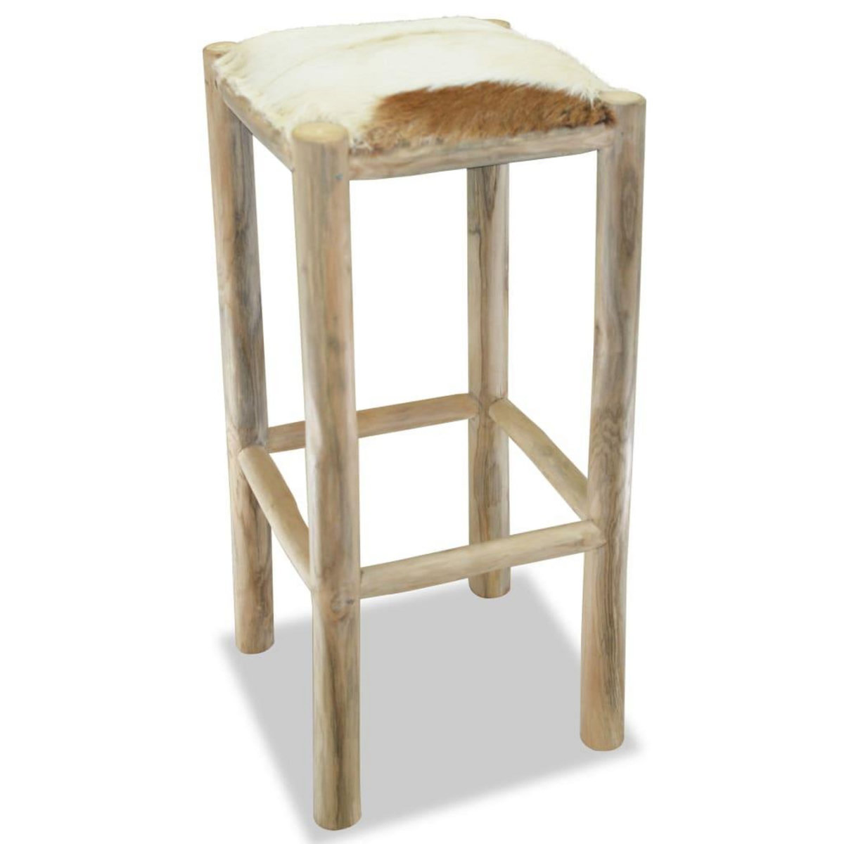 VIDAXL Tabouret de bar Cuir veritable et bois de teck solide