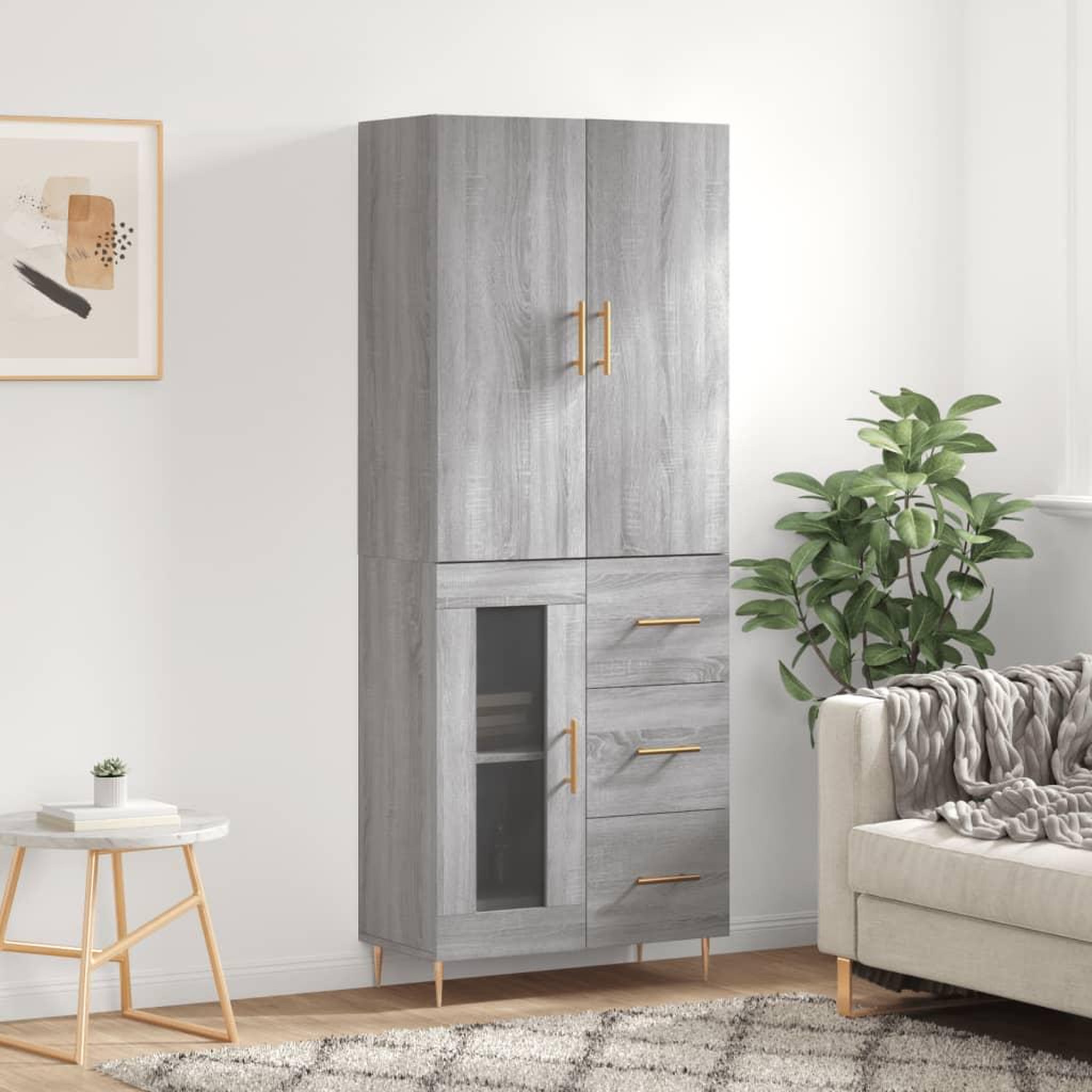 VIDAXL Buffet haut Sonoma gris 69,5x34x180 cm Bois d'ingenierie