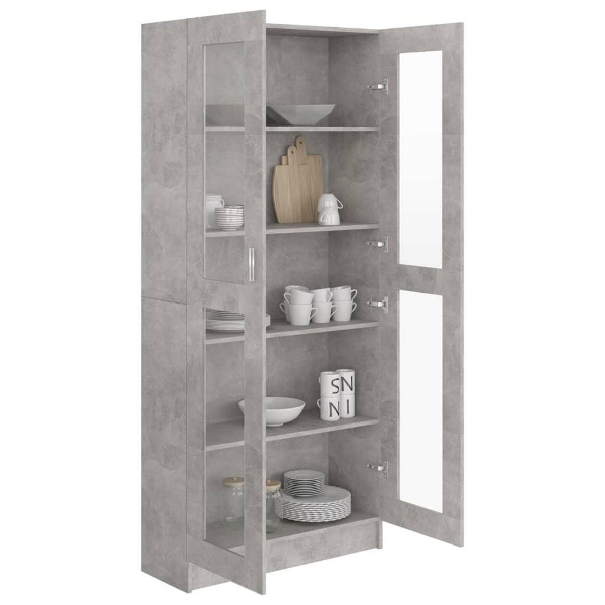 VIDAXL Armoire a vitrine Gris beton 82,5x30,5x185,5 cm Bois ingenierie