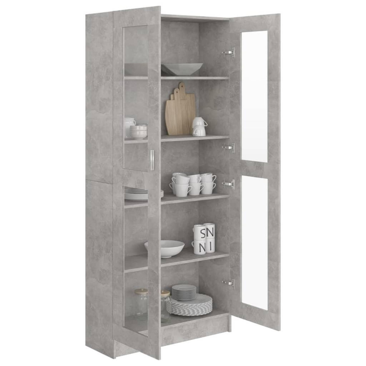 VIDAXL Armoire a vitrine Gris beton 82,5x30,5x185,5 cm Bois ingenierie