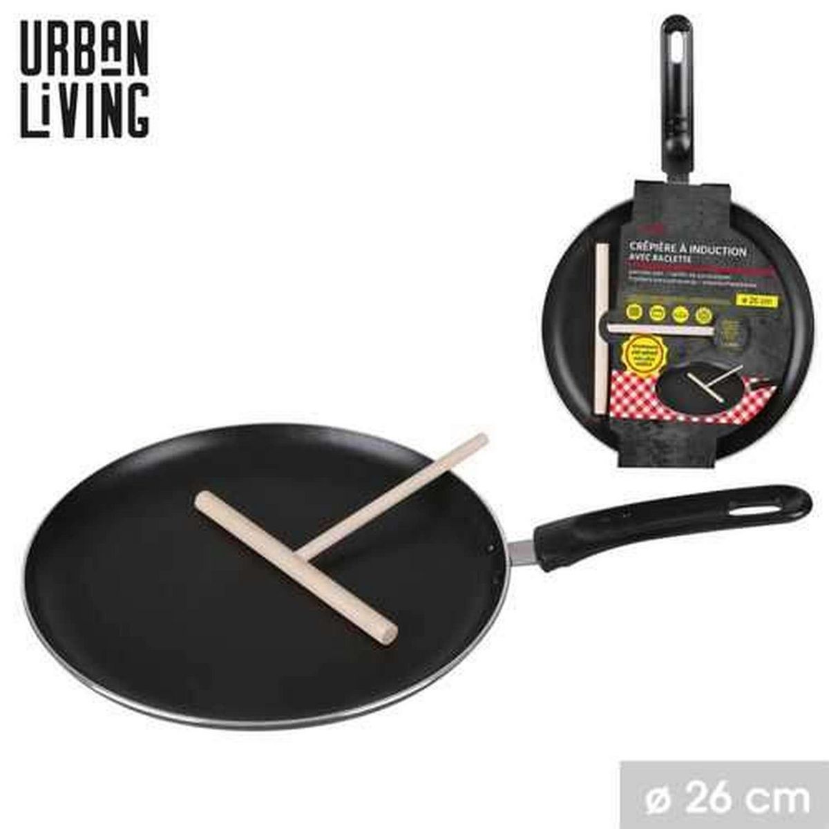 DIVERS Crêpière antiadhésive tous feux avec étaleur de pâte - Diam 26 cm