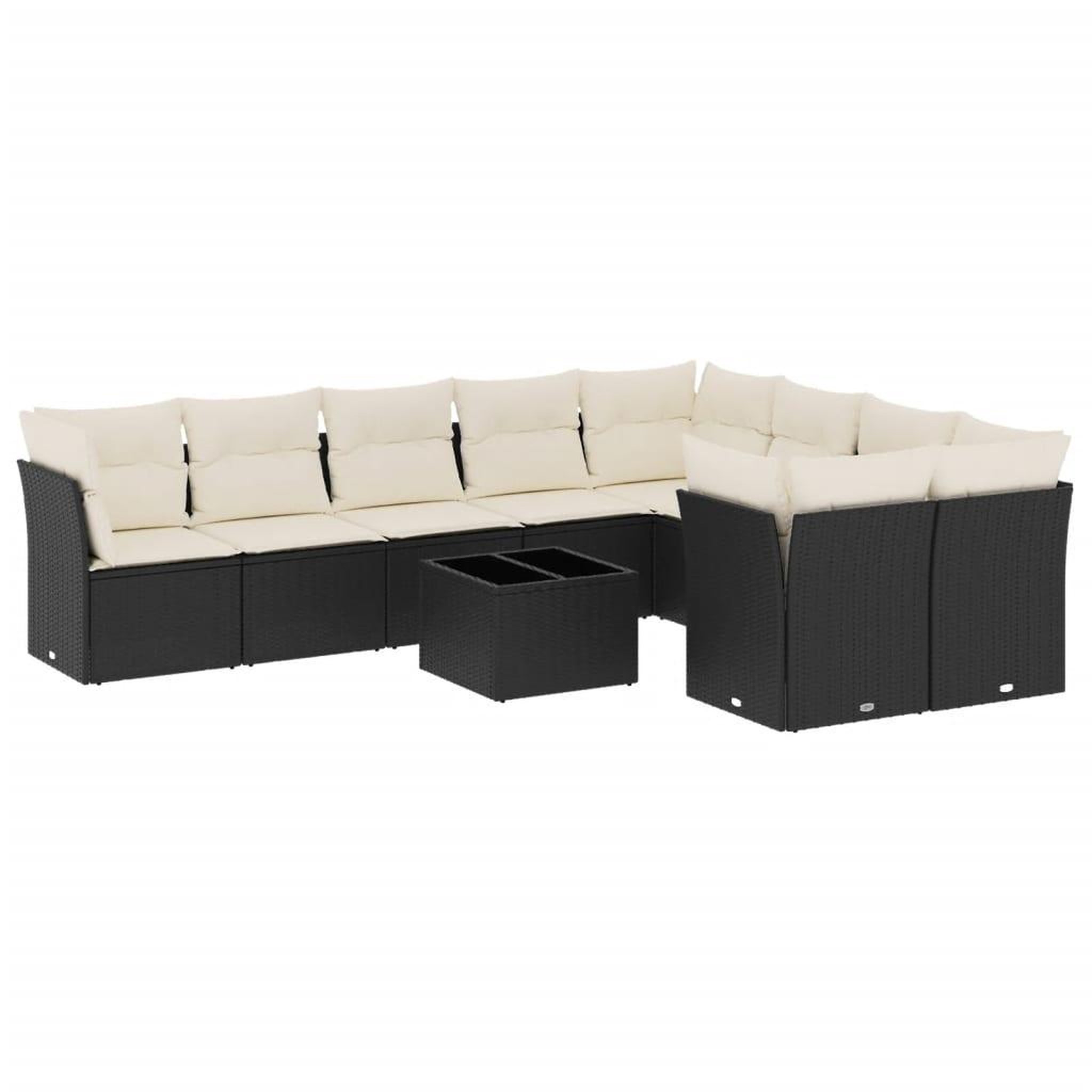 Voir la diapositive 2 : VIDAXL Salon de jardin 10 pcs avec coussins noir resine tressee