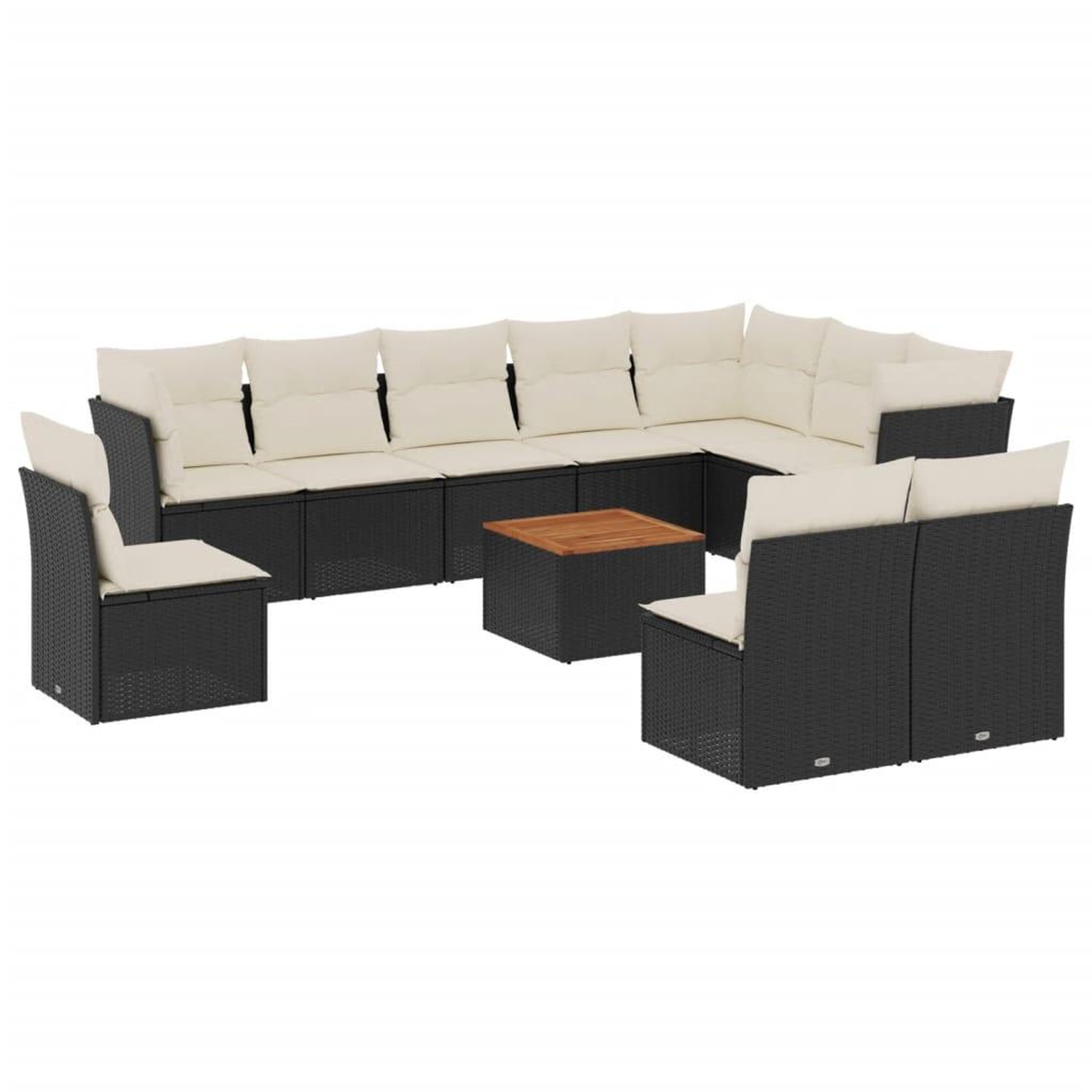 Voir la diapositive 2 : VIDAXL Salon de jardin 11 pcs avec coussins noir resine tressee