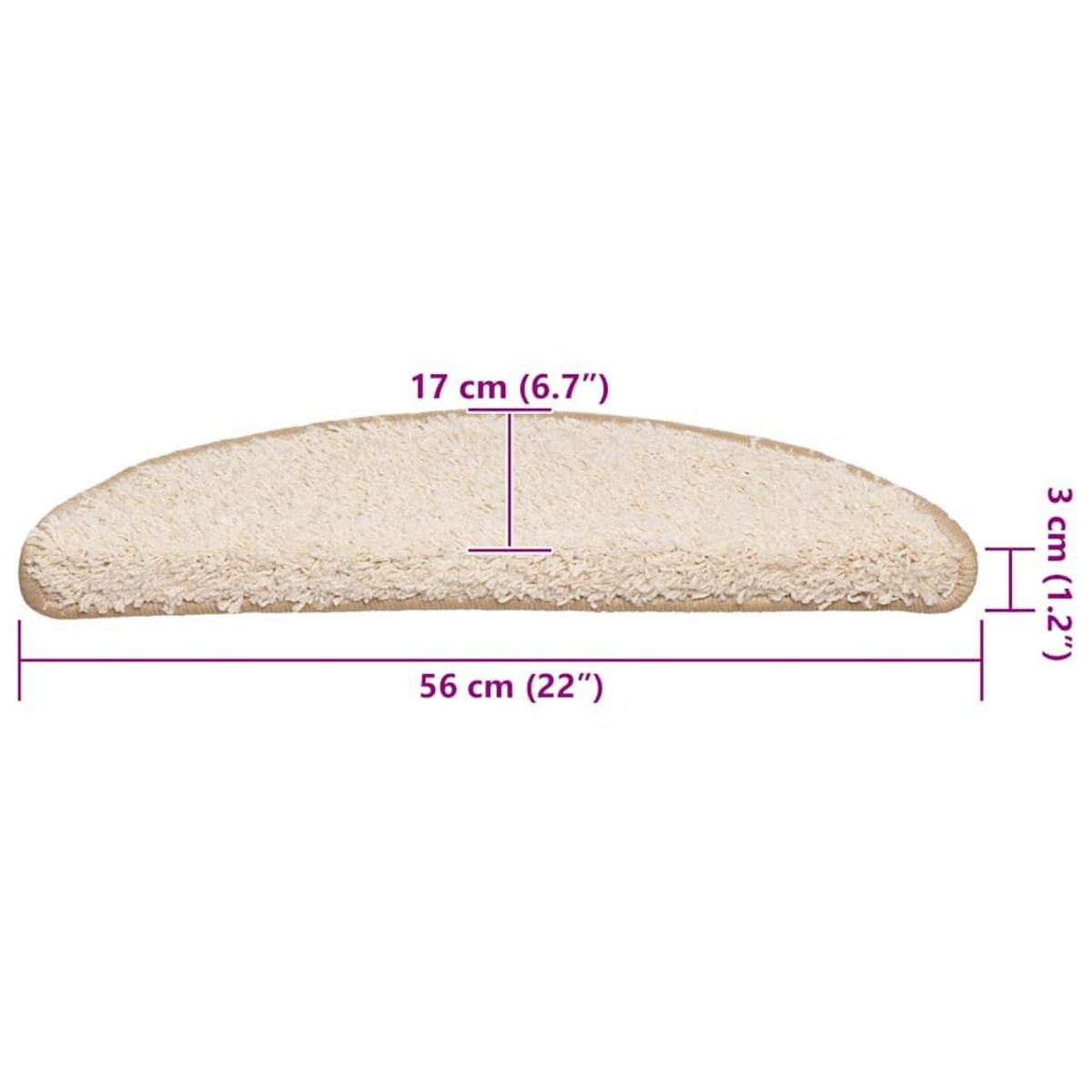 VIDAXL Tapis d'escalier 20 pcs creme 56x17x3 cm