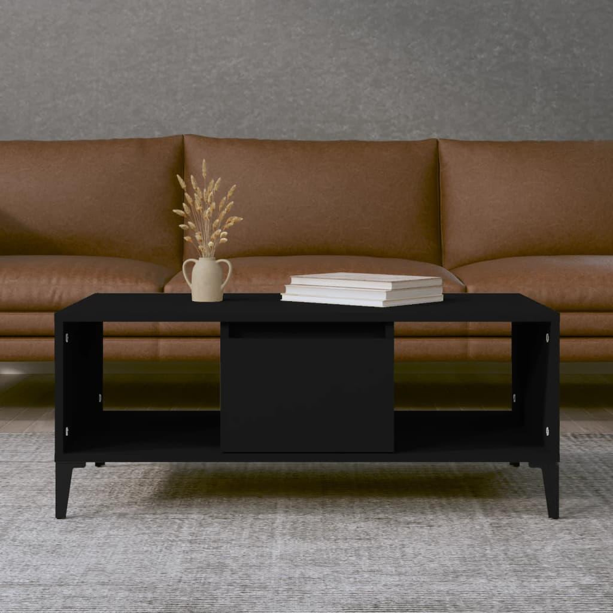 Voir la diapositive 1 : VIDAXL Table basse Noir 90x50x36,5 cm Bois d'ingenierie