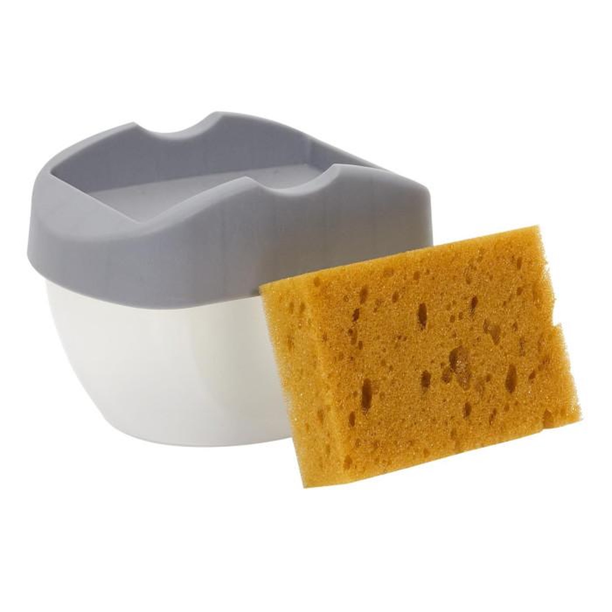 Paris Prix Distributeur de Savon  Porte Éponge  14cm Gris