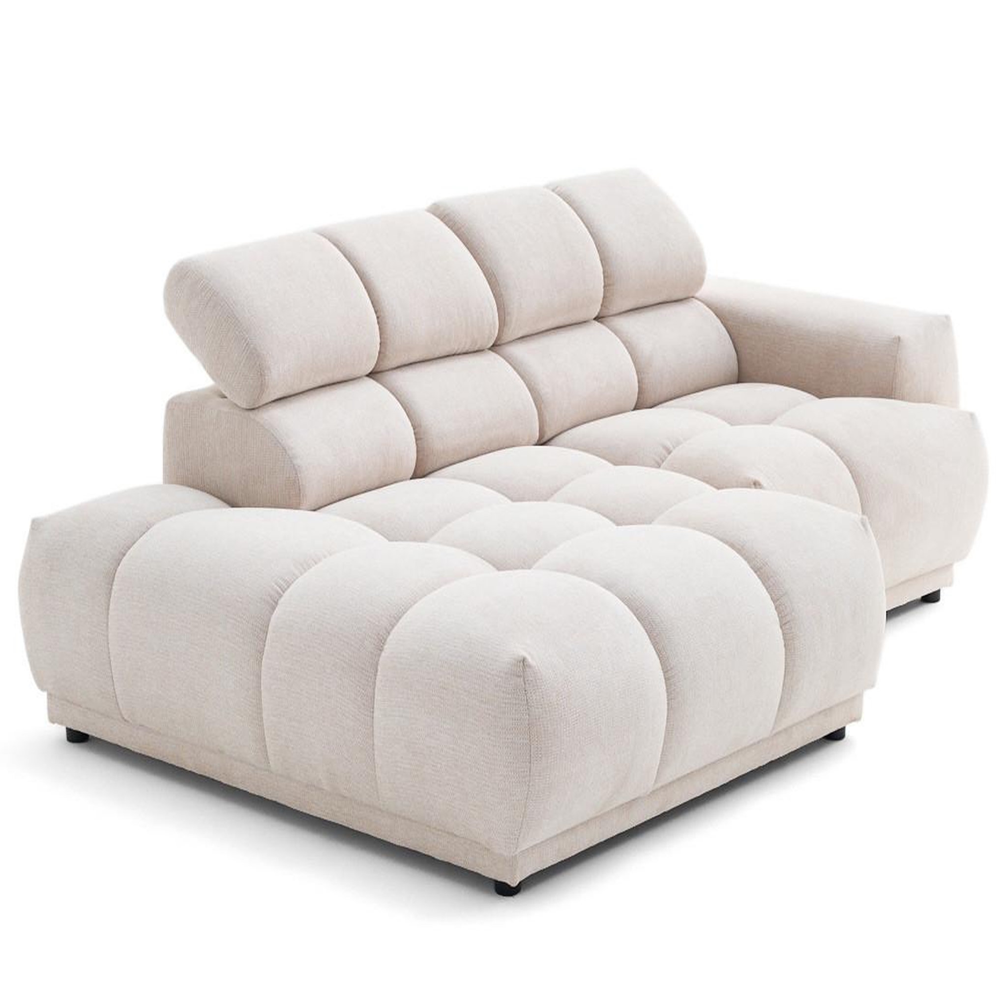 Voir la diapositive 6 : LISA DESIGN Matera - canapé d'angle gauche 4 places avec têtières réglables en tissu texturé