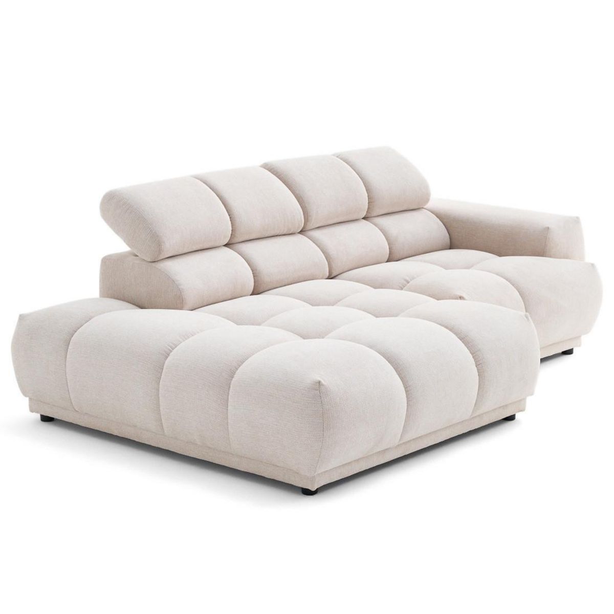 LISA DESIGN Matera - canapé d'angle gauche 3 places avec têtières réglables en tissu texturé