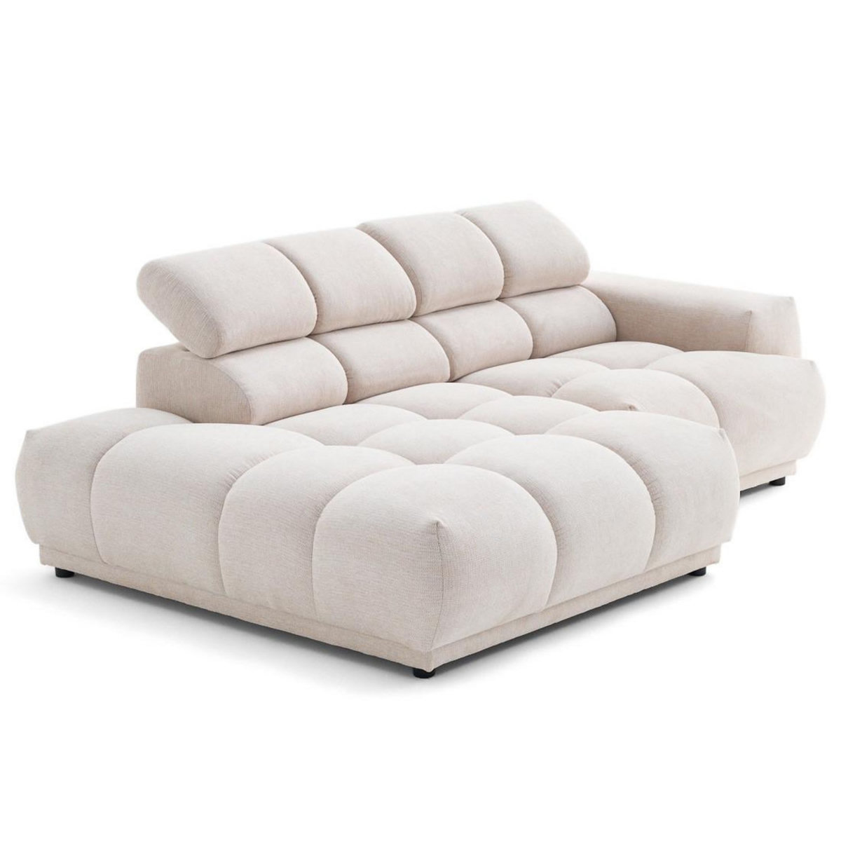 LISA DESIGN Matera - canapé d'angle gauche 3 places avec têtières réglables en tissu texturé